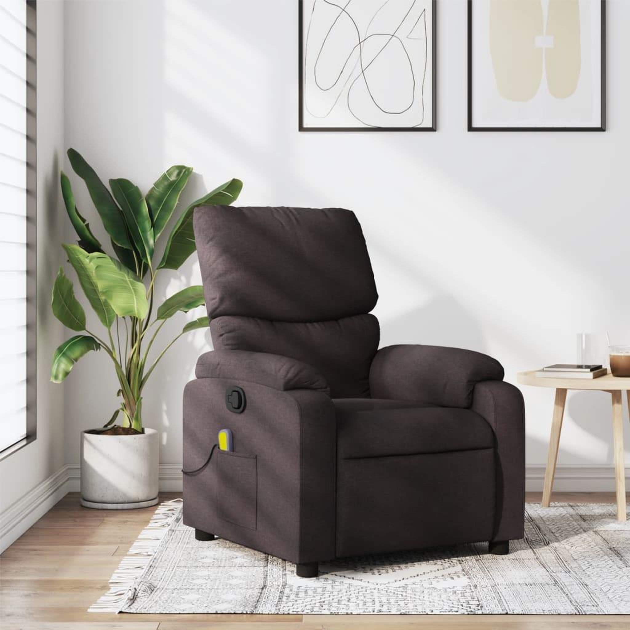 VIDAXL Fauteuil de massage inclinable Marron fonce Tissu