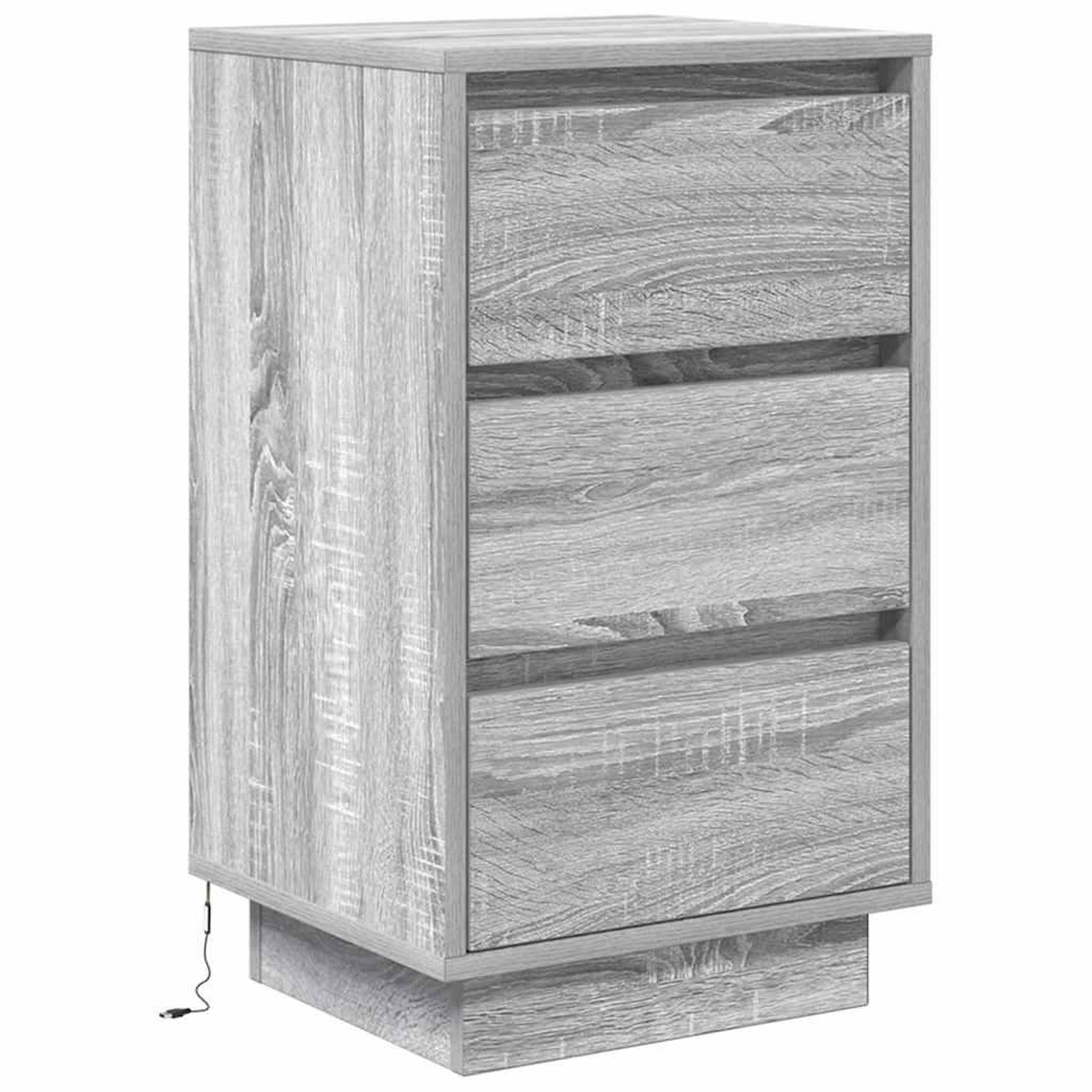 Voir la diapositive 3 : VIDAXL Table de chevet avec lumieres LED sonoma gris 38x34x65 cm
