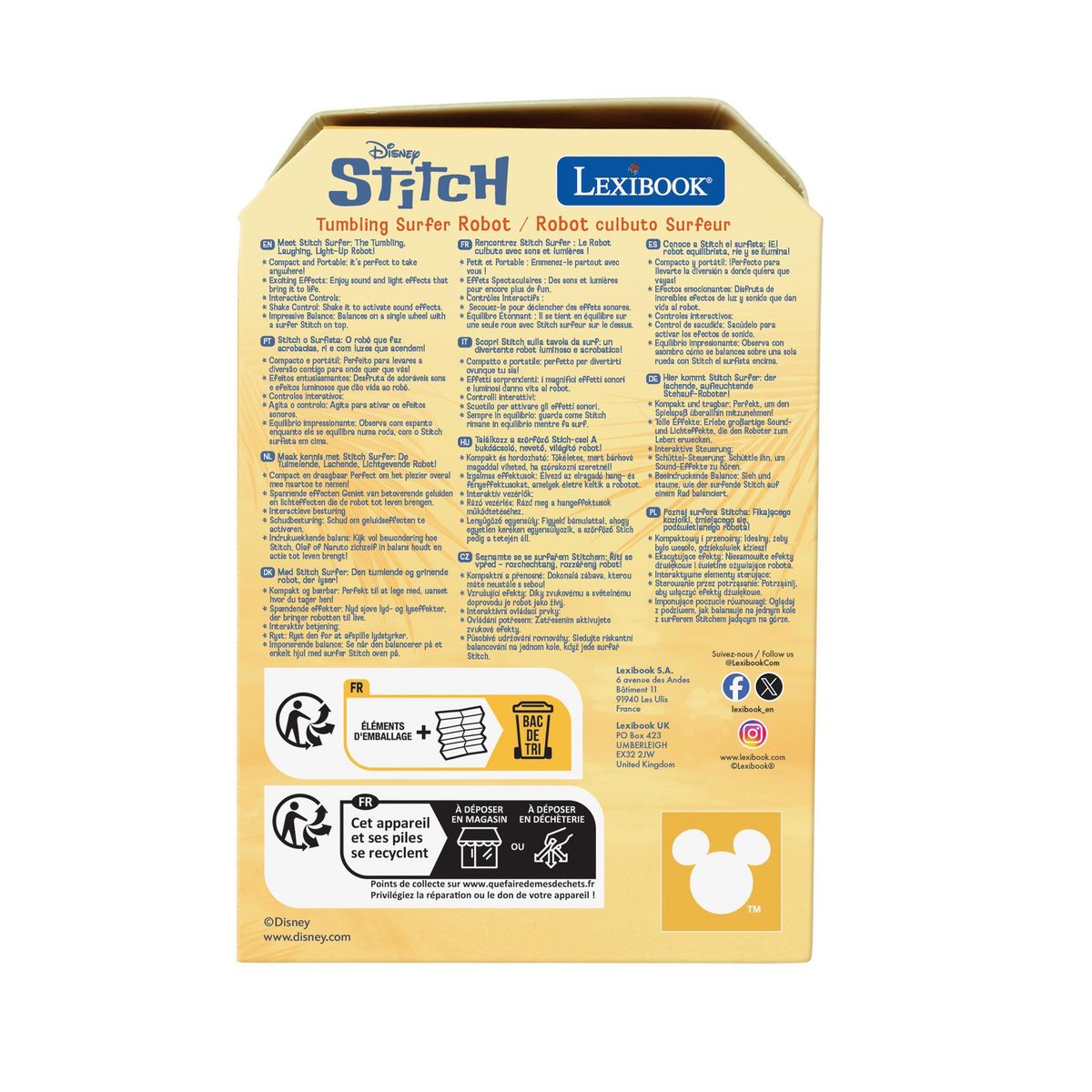 Lexibook POWERMAN® Roller Stitch surfeur- Stitch à une roue parfaitement équilibré avec effets sonores et lumineux