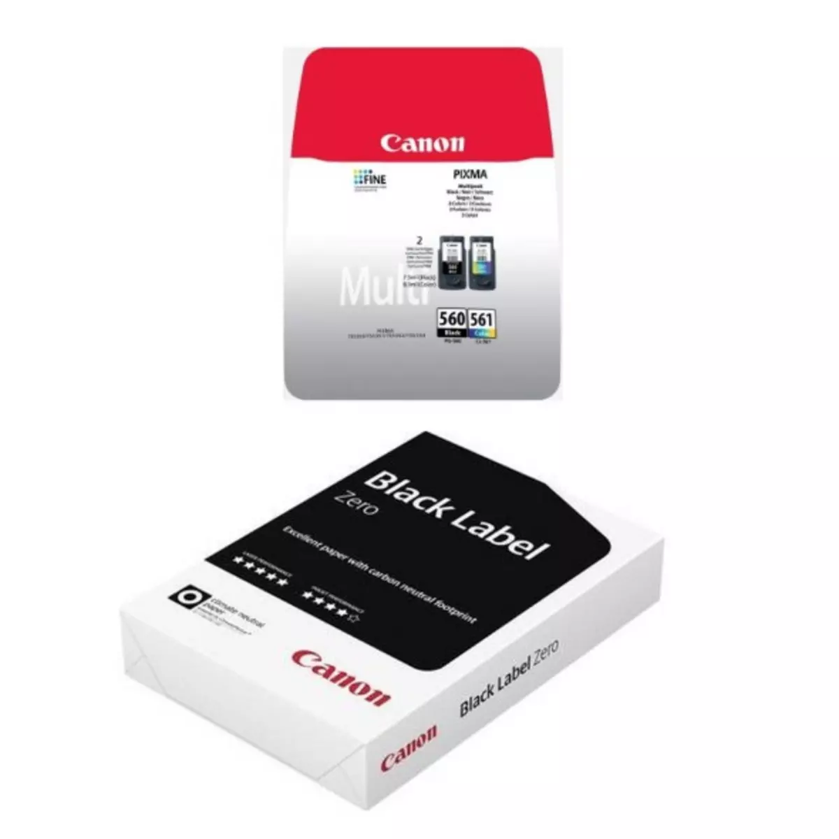 CANON Pack Cartouches d'encre PG-560/CL-561 Noir & Couleur + Ramette papier BK 500F A4 80G