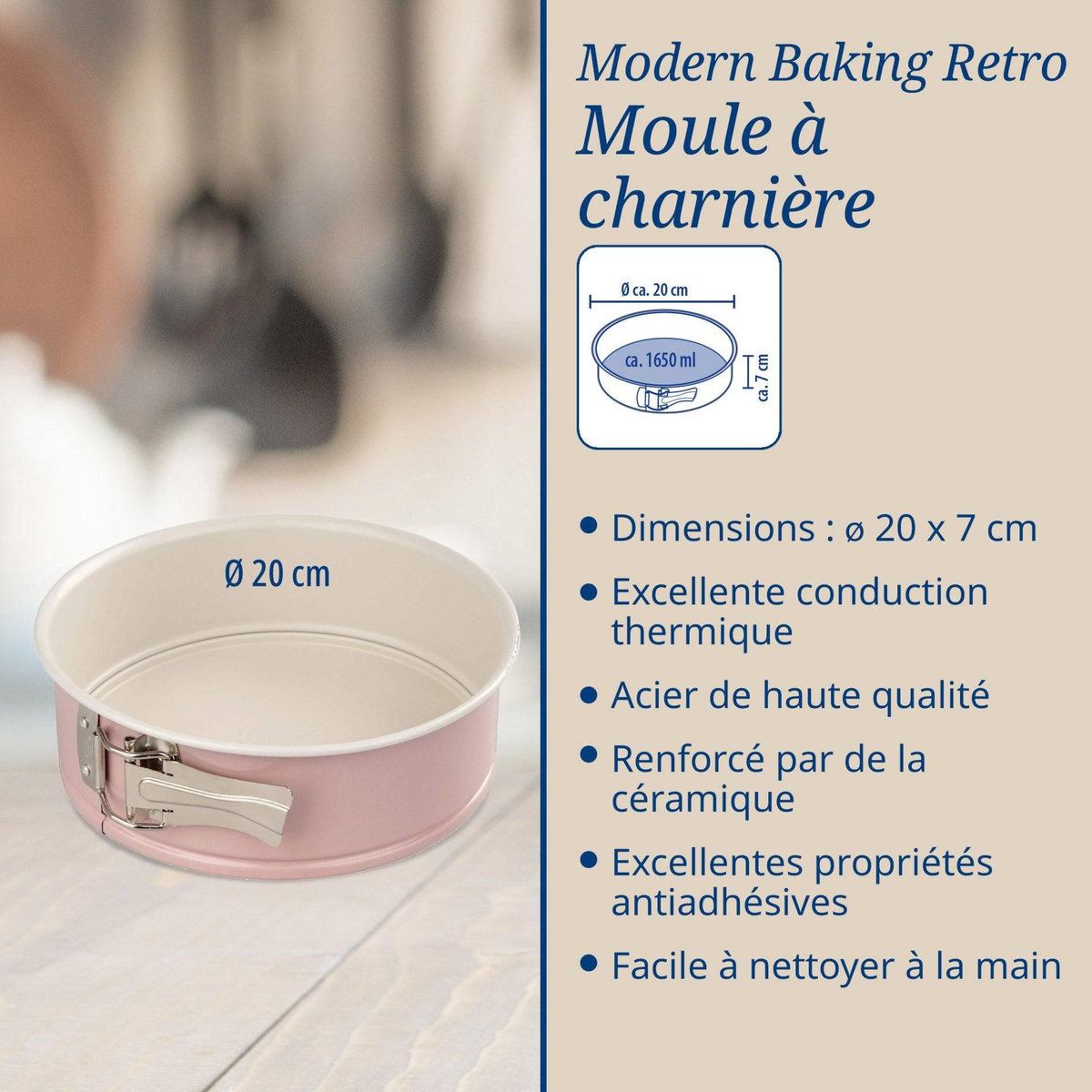 DR.OETKER Ensemble de 2 moules à manqué à charnière 18 et 20 cm Dr. Oetker Rétro