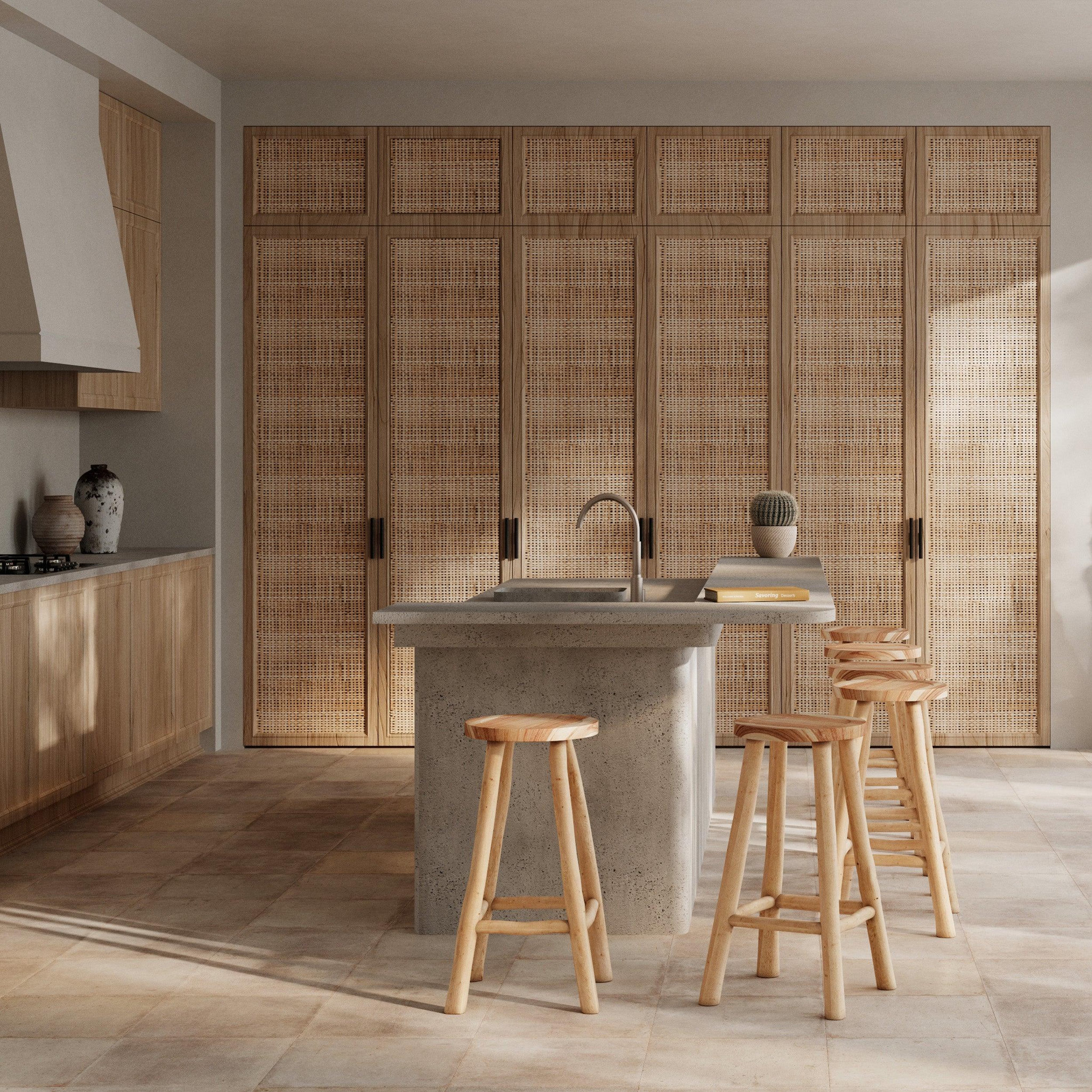 Voir la diapositive 6 : MAISON PAVANE Tabouret pour îlot central 67 cm en teck-ika