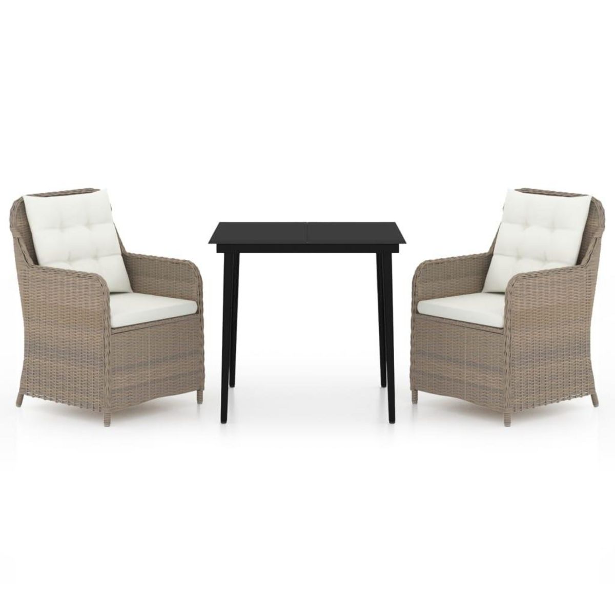 VIDAXL Ensemble a manger de jardin 3 pcs Marron