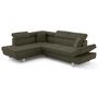 Voir la diapositive 2 : BEST MOBILIER Lisbona - canapé d'angle gauche 5 places convertible avec têtières en velours côtelé