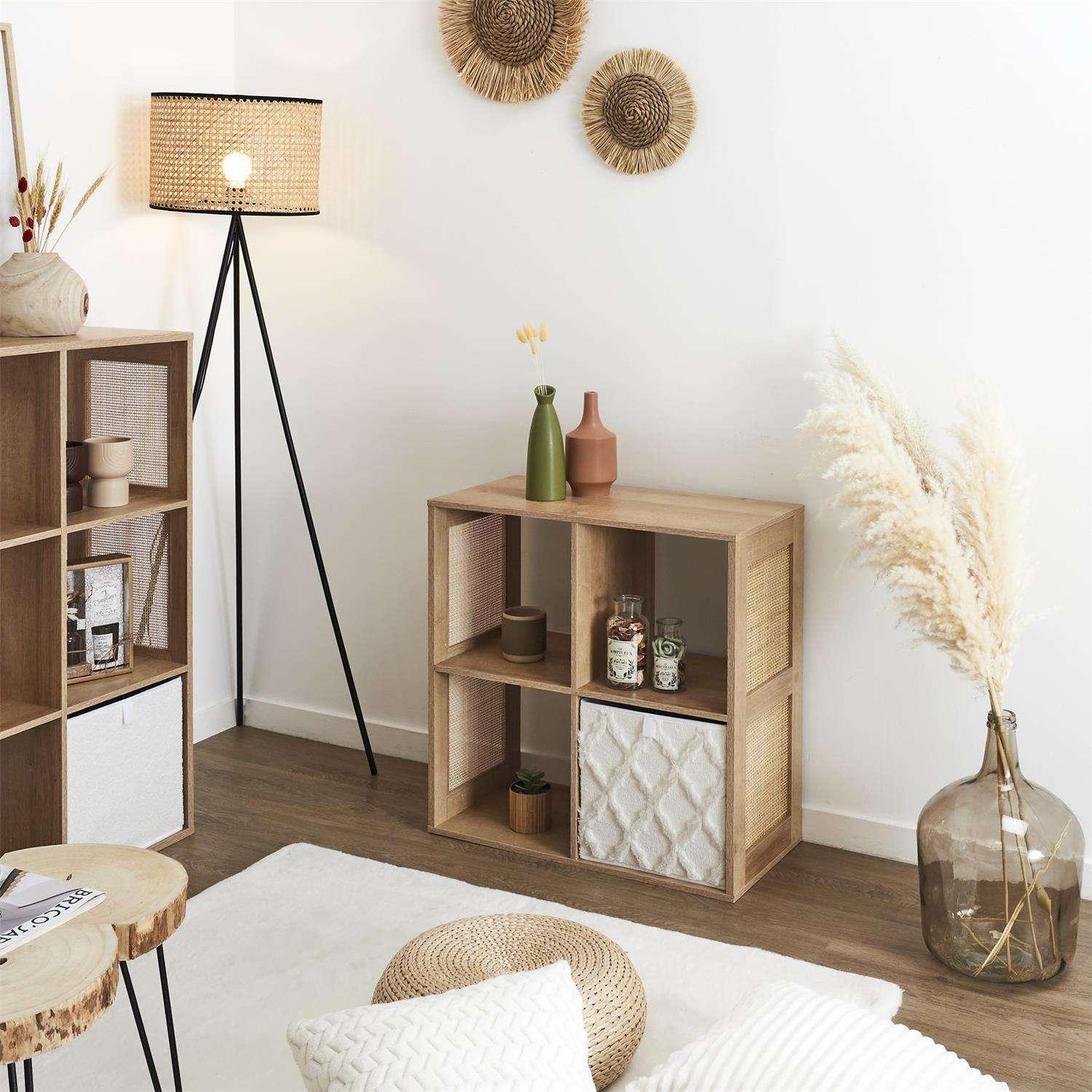 Voir la diapositive 2 : The Home Deco Factory Etagère de rangement 4 cases bali en cannage - marron