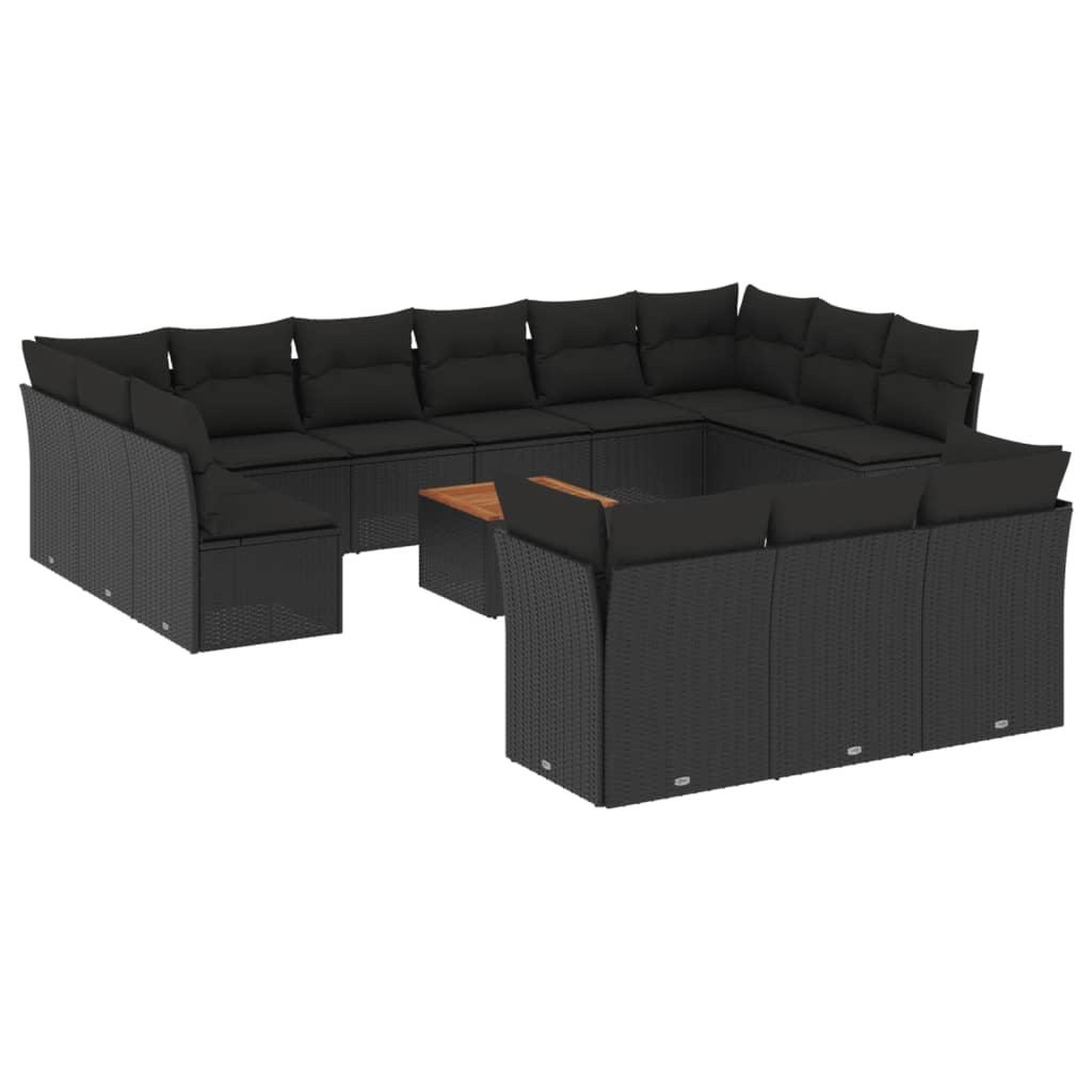 Voir la diapositive 2 : VIDAXL Salon de jardin avec coussins 14 pcs noir resine tressee