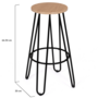 Voir la diapositive 4 : ID MARKET Lot de 2 tabourets de bar DUBLIN assise ronde design industriel