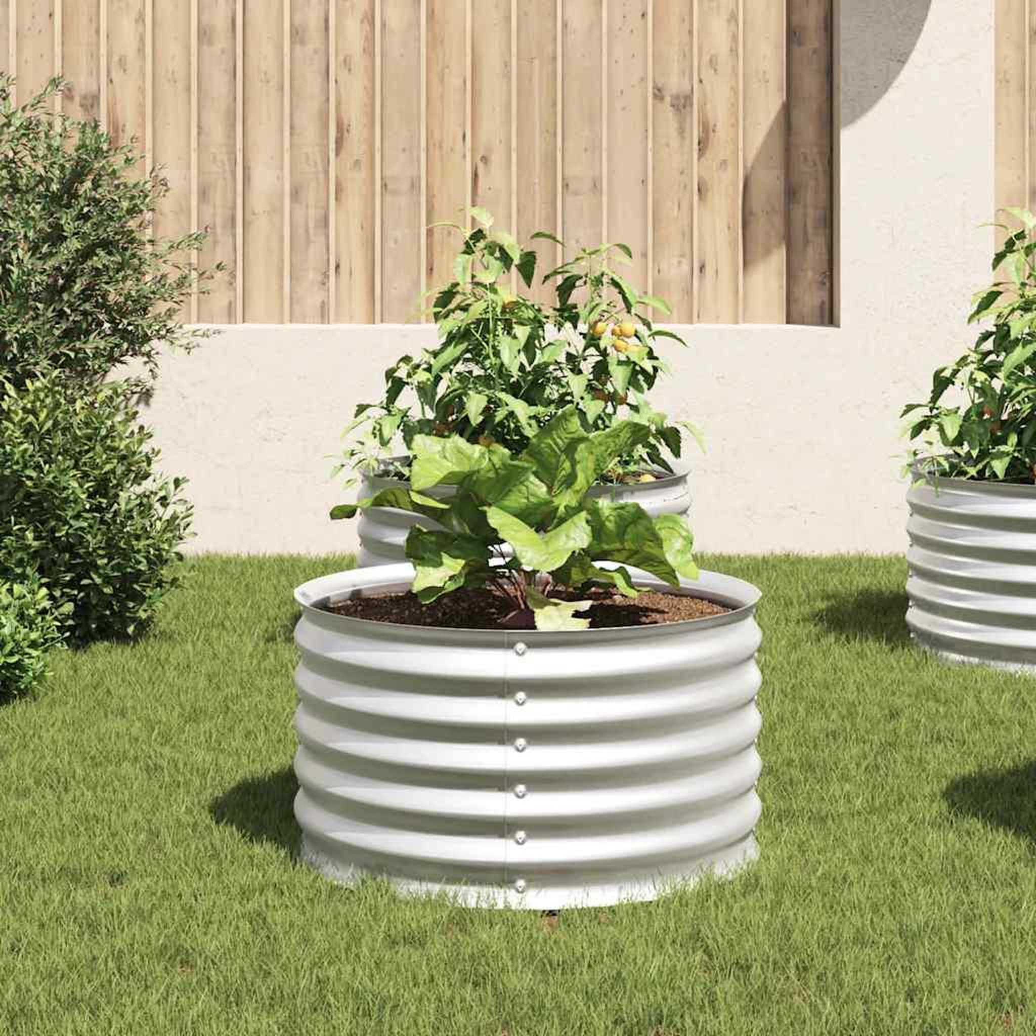 Voir la diapositive 3 : VIDAXL Lit sureleve de jardin 80x80x44 cm Acier galvanise Argente