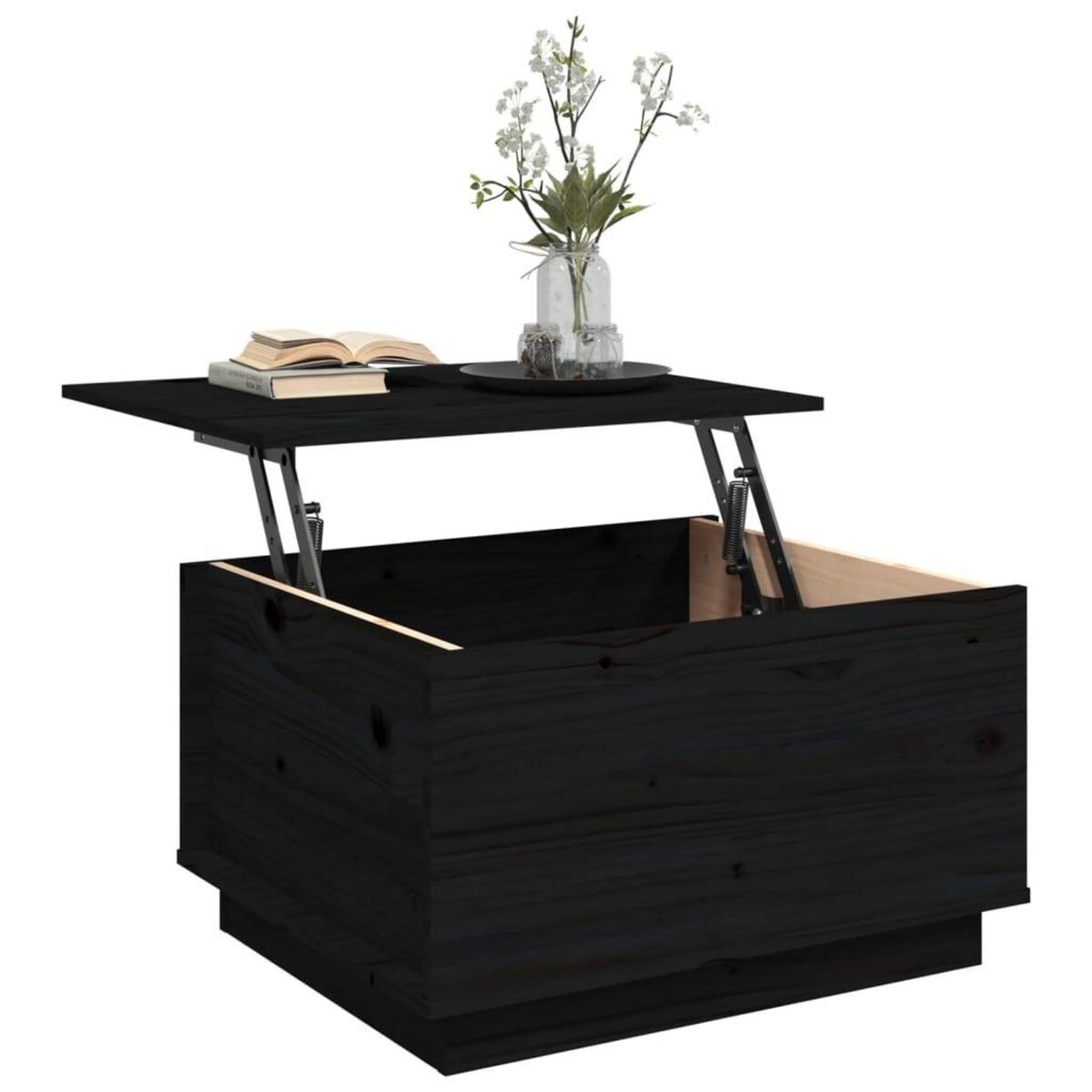 VIDAXL Table basse Noir 60x50x35 cm Bois massif de pin
