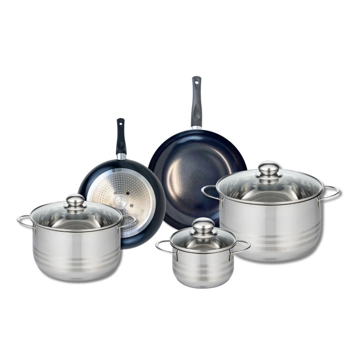 ELO Ensemble de 2 Poêles de cuisson 20 et 24 cm et 3 faitouts 14, 20 et 24 cm Elo Prima Brillant