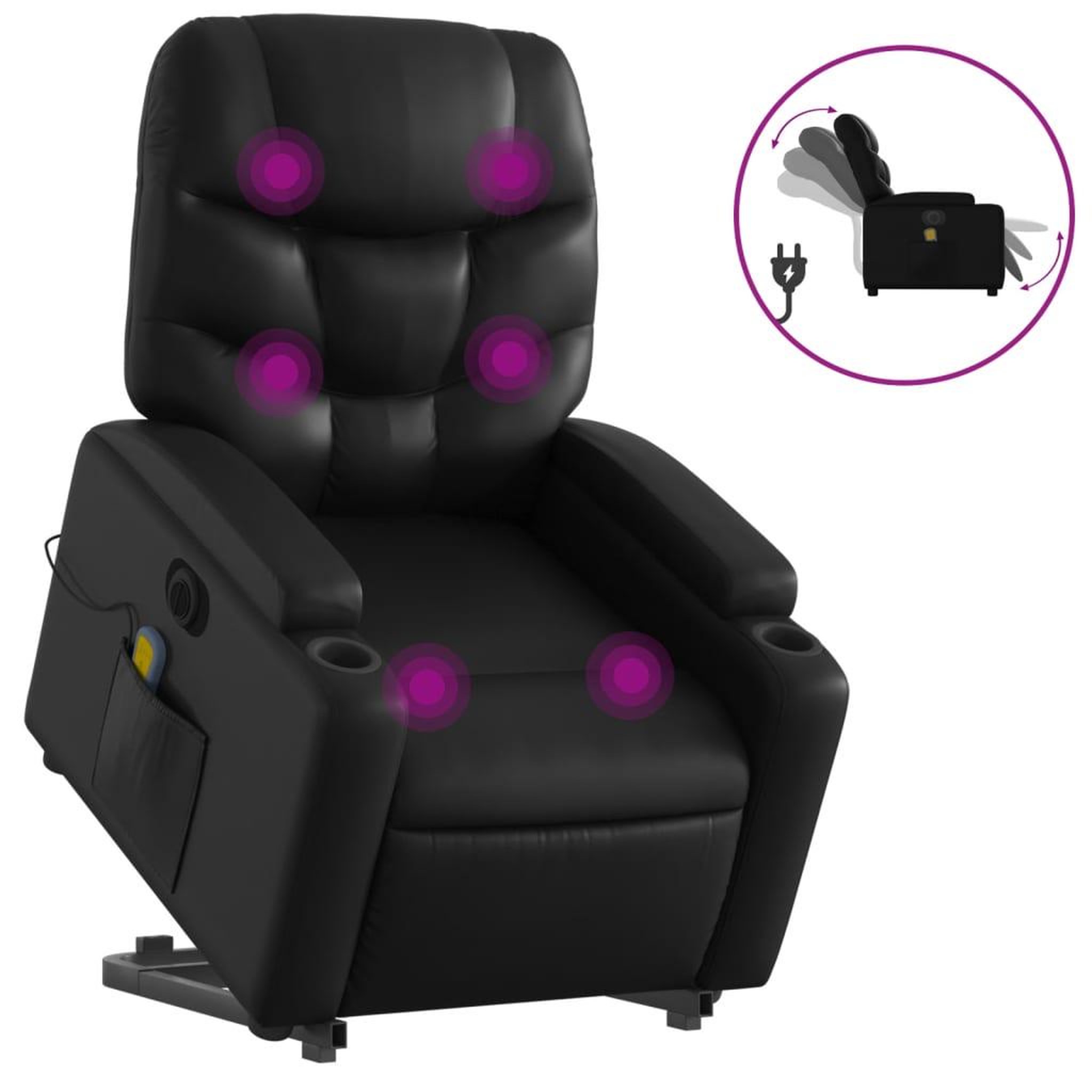 Voir la diapositive 2 : VIDAXL Fauteuil inclinable de massage electrique noir similicuir