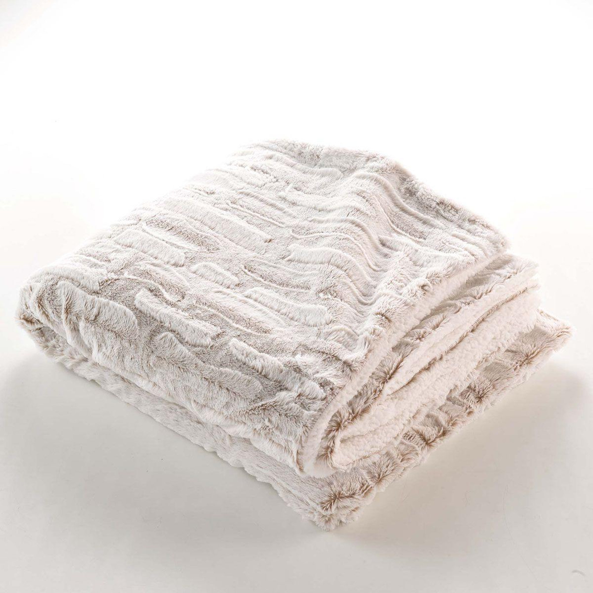 Voir la diapositive 2 : Douceur d'Intérieur Plaid imitation fourrure  lynx  125x150cm naturel