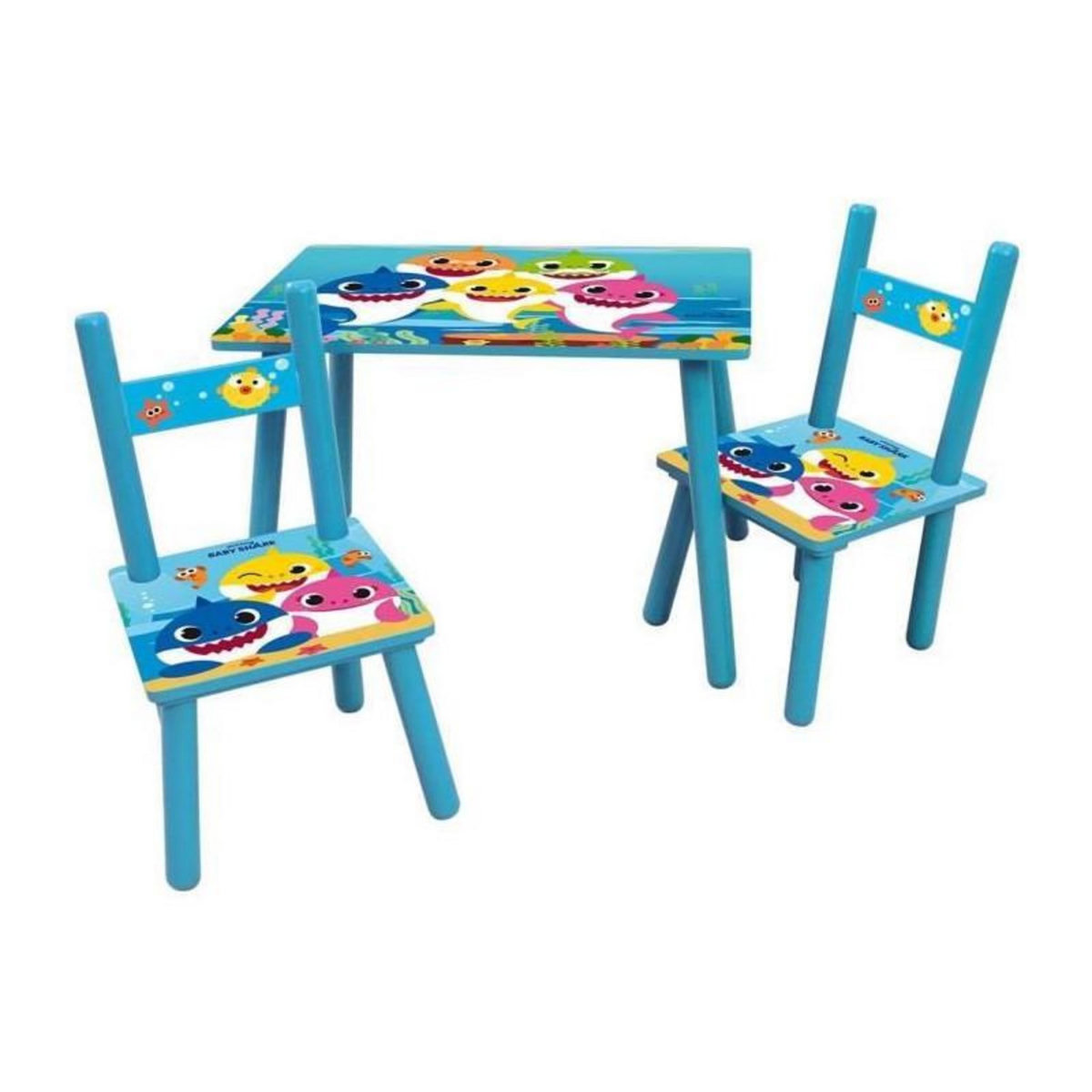 Fun House BABY SHARK table rectangulaire 41,5x61x42 cm + 2 chaises 49,5x31x31,5cm pour enfant