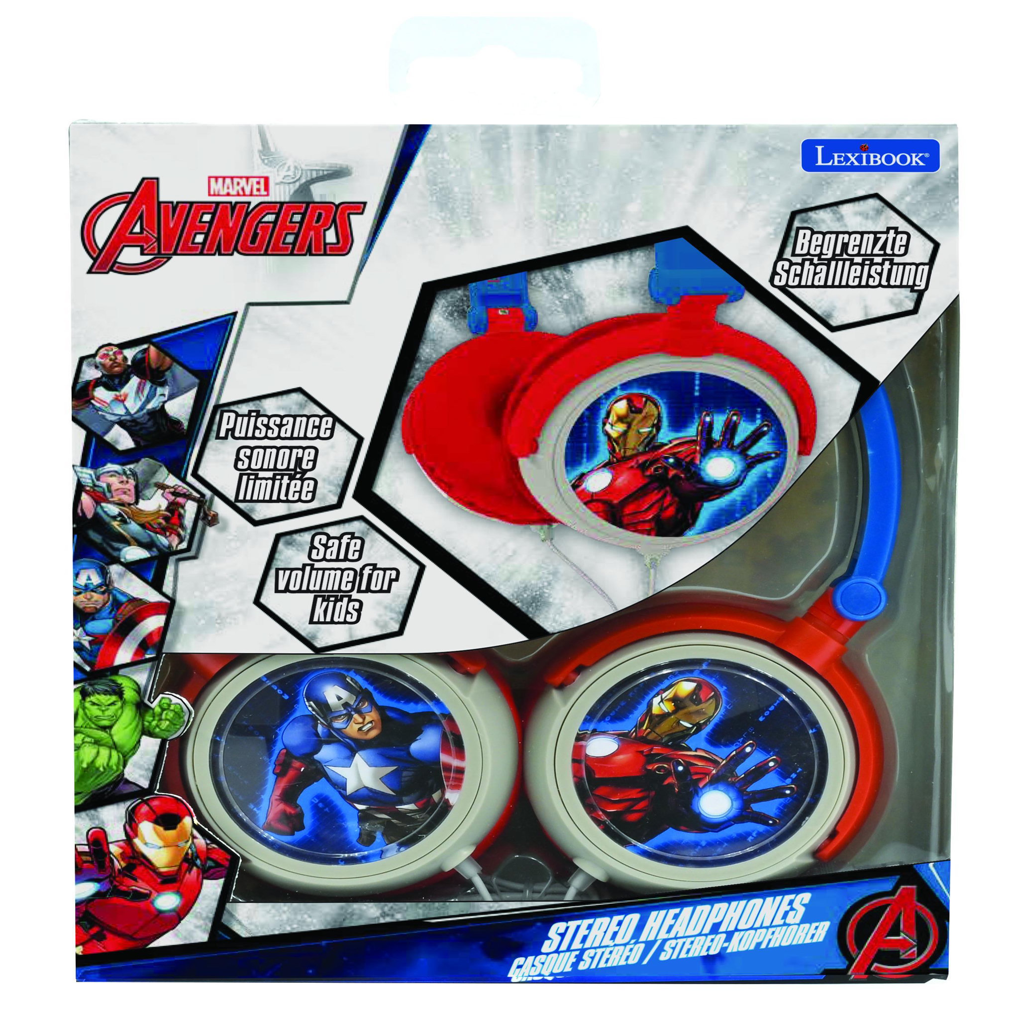 Voir la diapositive 5 : Lexibook Casque stéréo filaire pliable Avengers avec limitation de volume d'écoute
