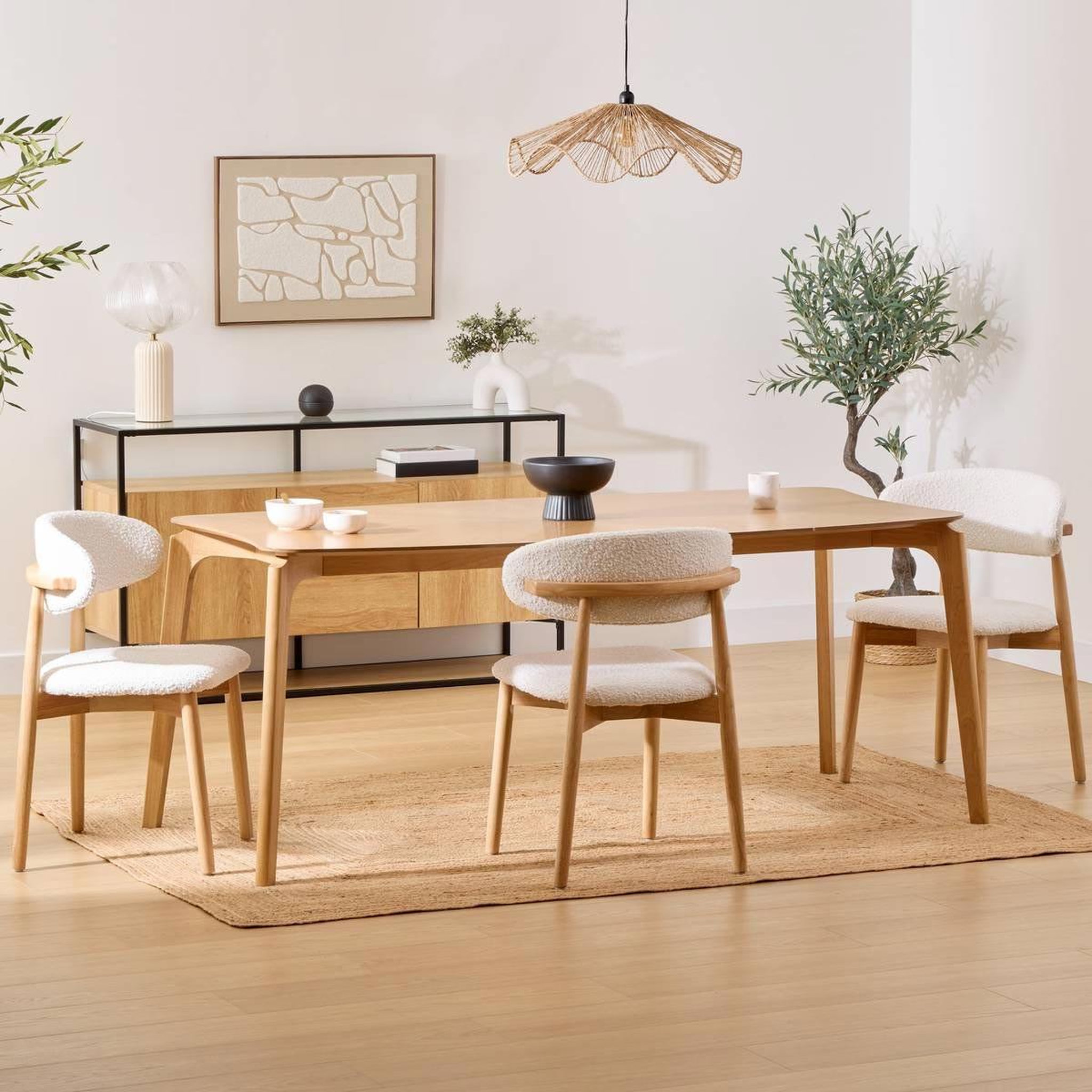 Voir la diapositive 3 : ATMOSPHERA Table à manger en bois  ilona  90x180cm sable