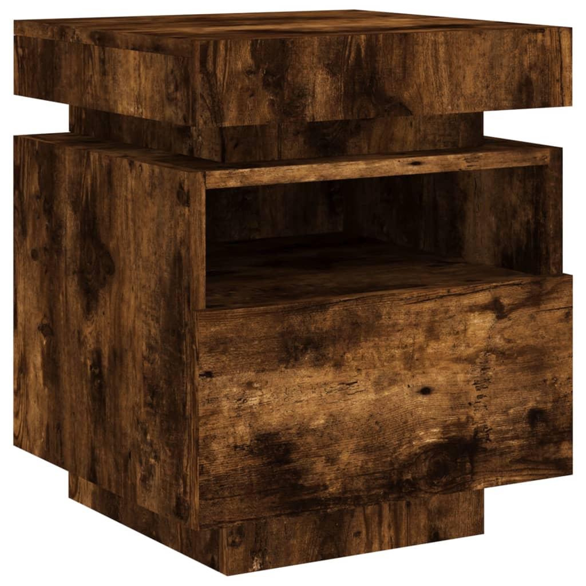 Voir la diapositive 5 : VIDAXL Armoire de chevet avec lumieres LED chene fume 40x39x48,5 cm