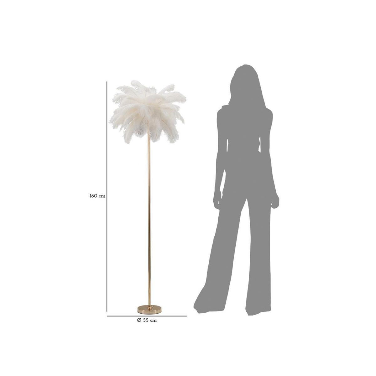 Paris Prix Lampadaire Imitation Plume  Palm  160cm Or & Blanc