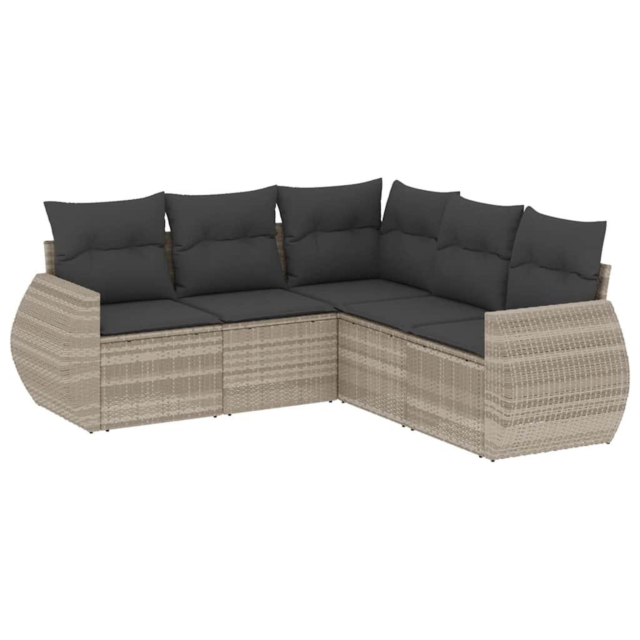 Voir la diapositive 2 : VIDAXL Salon de jardin 5 pcs avec coussins gris clair resine tressee