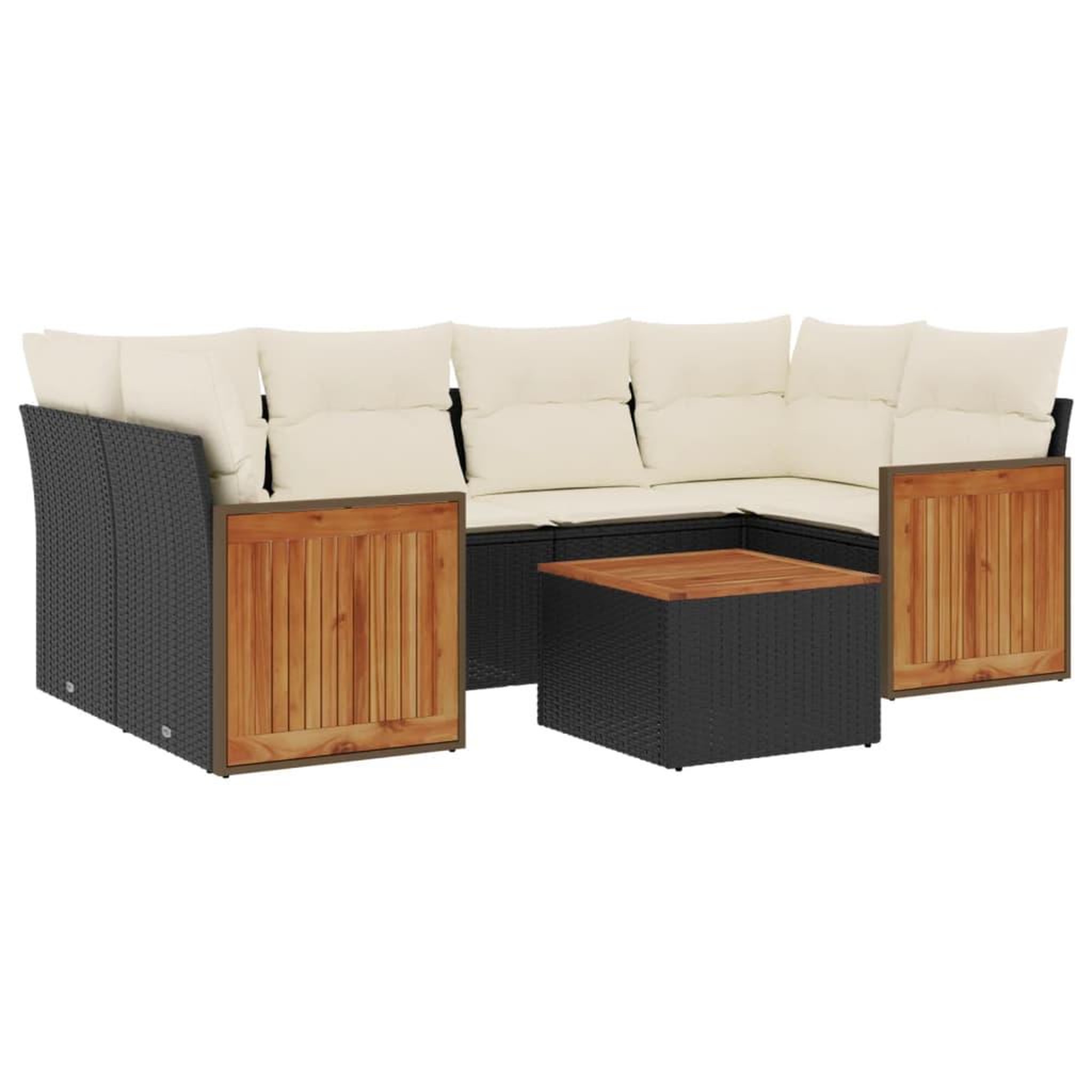Voir la diapositive 2 : VIDAXL Salon de jardin 7 pcs avec coussins noir resine tressee