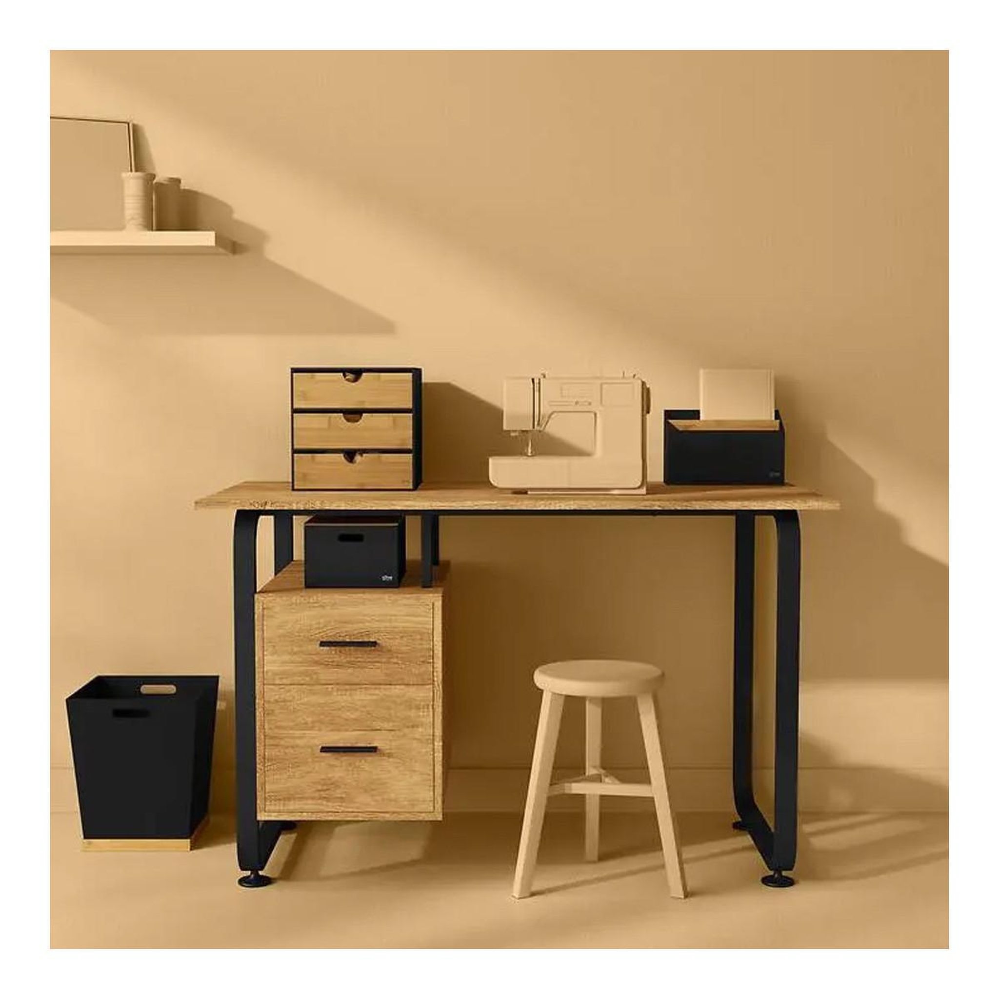 Voir la diapositive 4 : FIVE Tour de rangement bureau carrée  bava  31cm noir