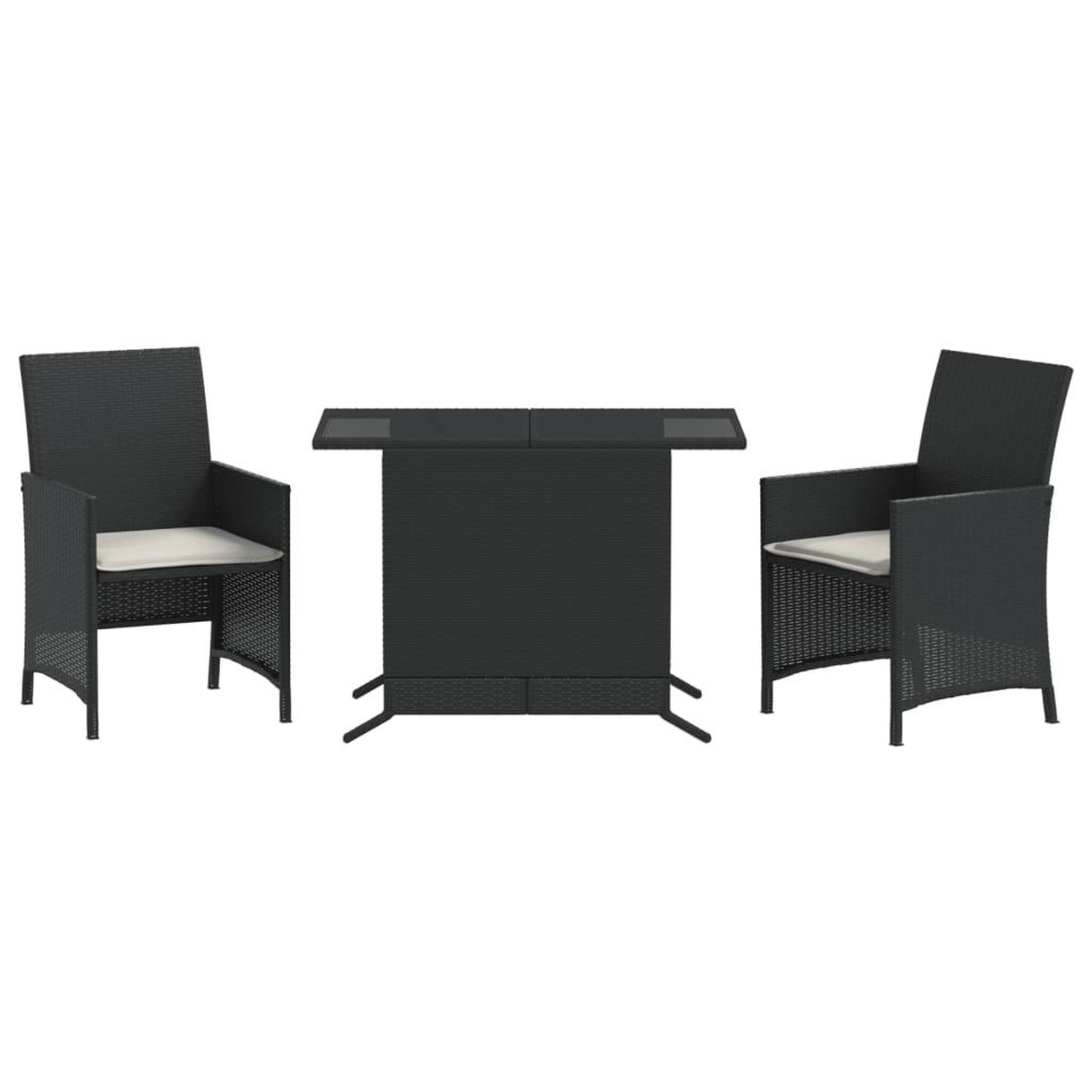 Voir la diapositive 2 : VIDAXL Ensemble de bistro 3 pcs avec coussins noir resine tressee
