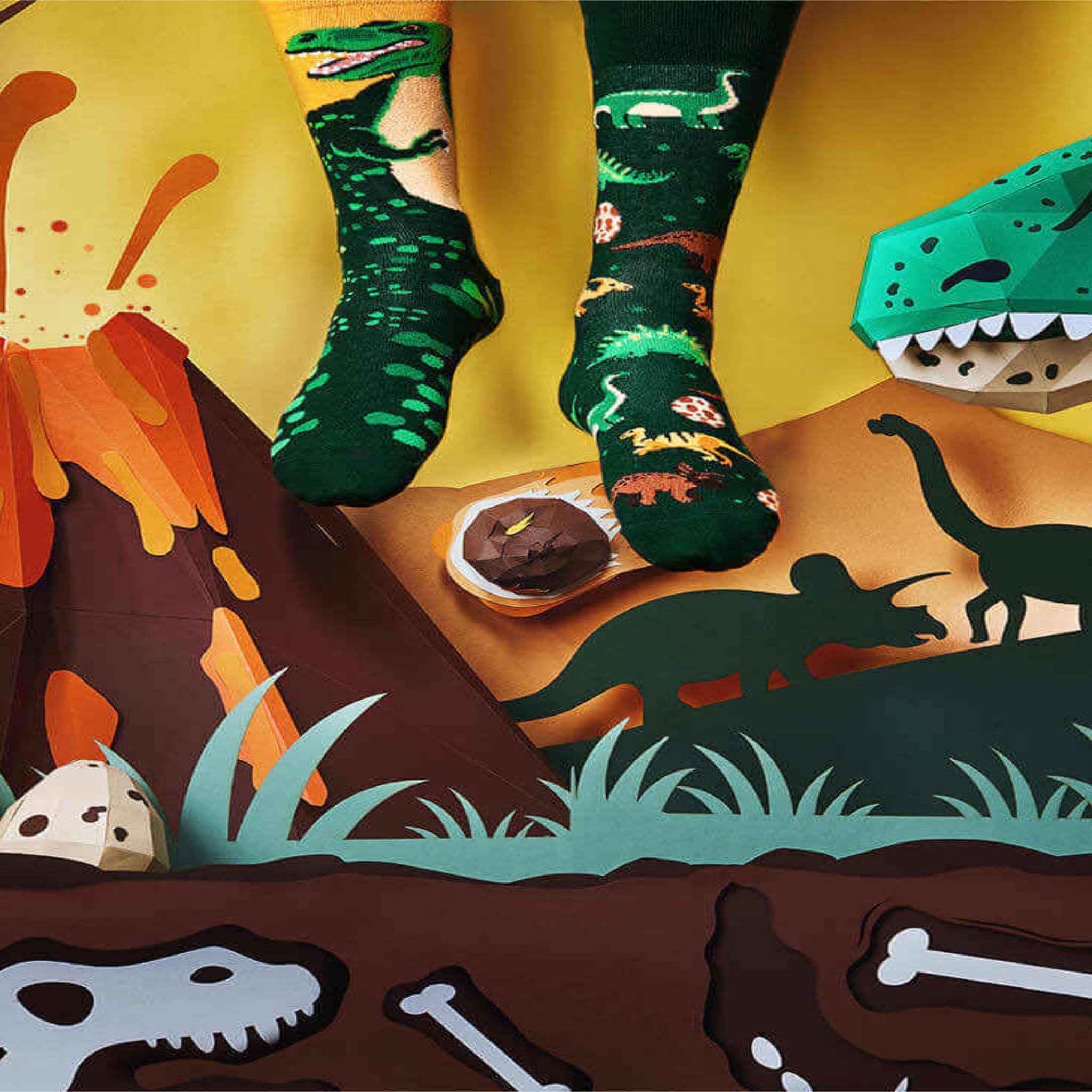 Voir la diapositive 3 : MANY MORNINGS Chaussettes les dinosaures