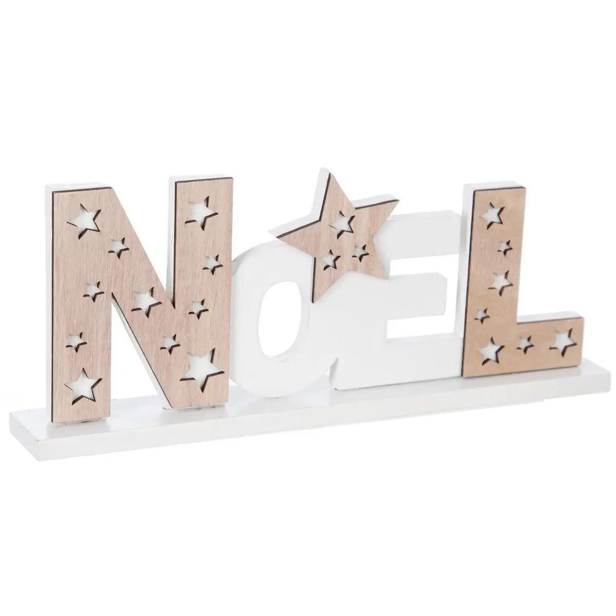ATMOSPHERA Mot déco noël  marron glacé  27cm naturel & blanc