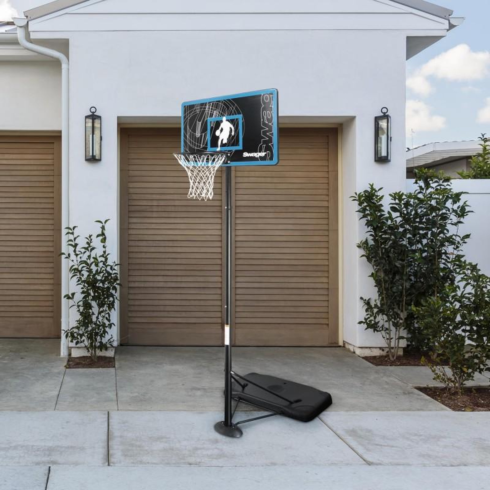 Voir la diapositive 2 : SWAGER Panier de Basketball sur Pied Mobile   The Glider  Hauteur Réglable de 2,30m à 3,05m