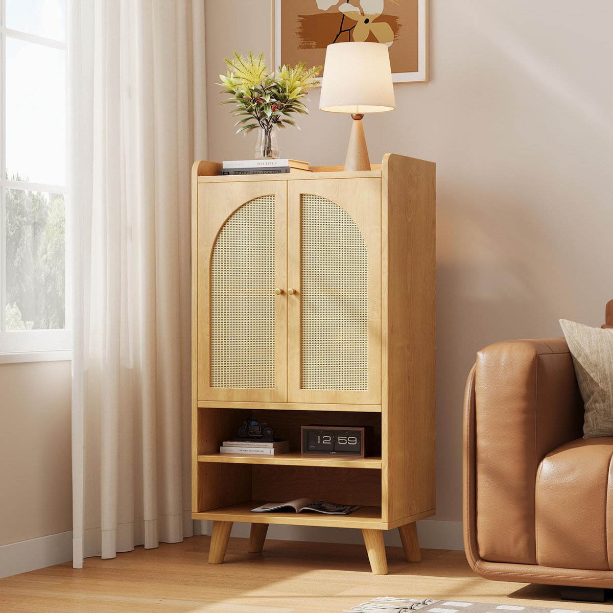 MERAX Buffet 2 porte(s) 0 tiroir(s) - 60 cm naturel panneau de particules