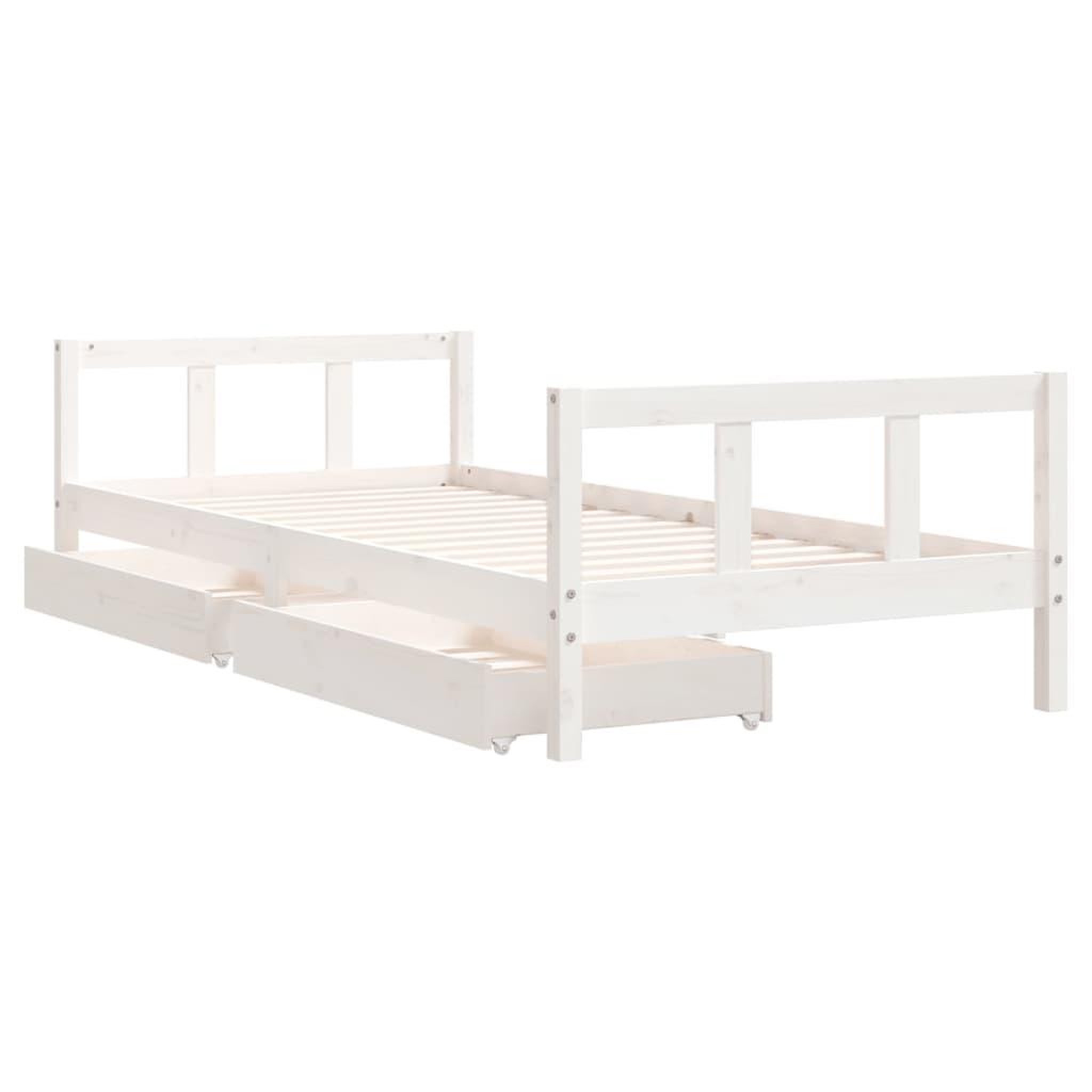 Voir la diapositive 4 : VIDAXL Cadre de lit enfant tiroirs blanc 90x200 cm bois de pin massif