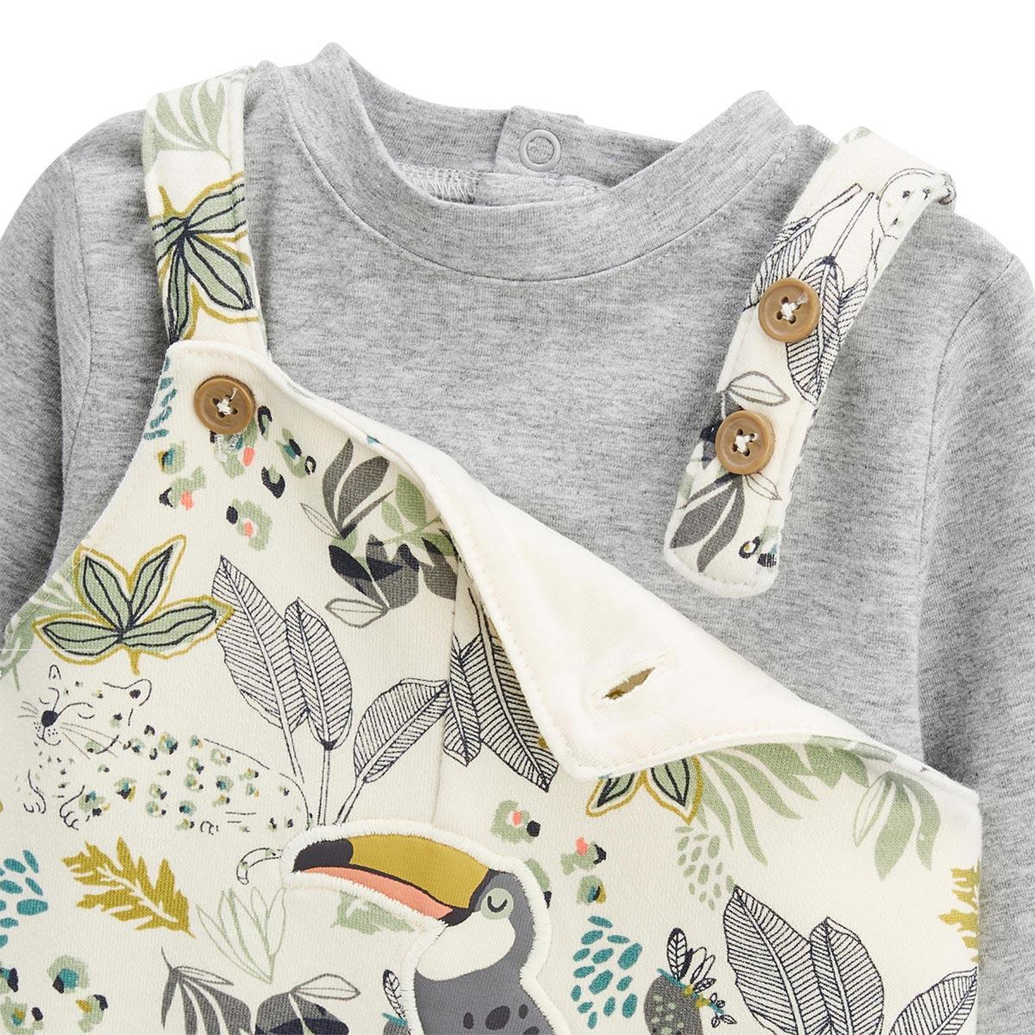Voir la diapositive 3 : Petit Béguin Ensemble salopette bébé en molleton et t-shirt Boavista