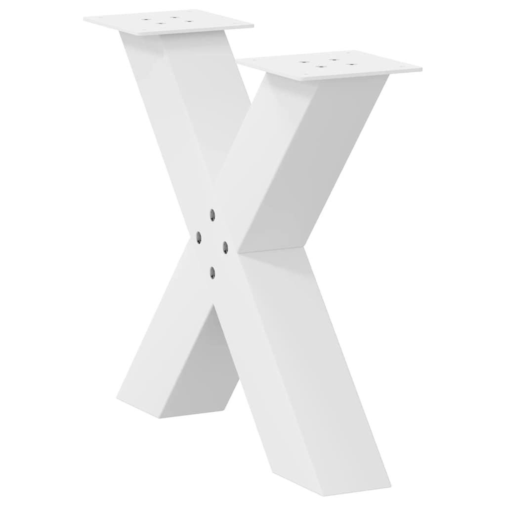Voir la diapositive 4 : VIDAXL Pieds de table basse forme de X 2 pcs blanc 50x(42-43) cm acier