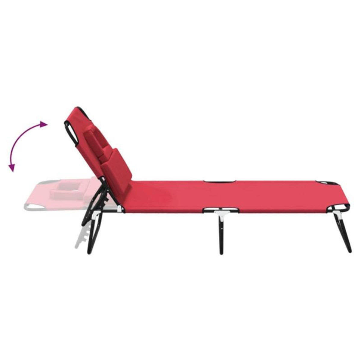 VIDAXL Chaise longue pliante rouge tissu oxford acier enduit de poudre