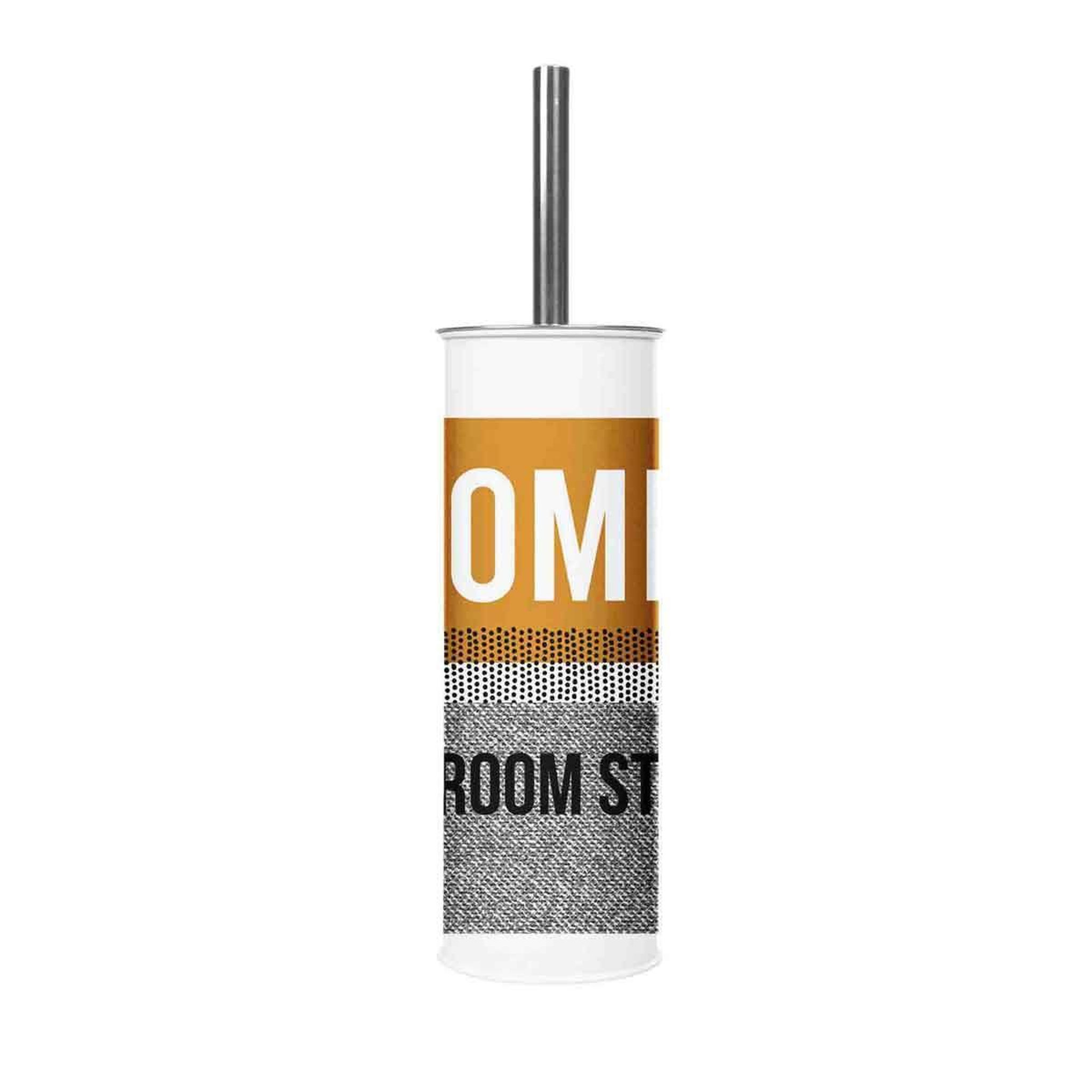 Voir la diapositive 2 : Douceur d'Intérieur Brosse wc imprimée  street  37cm ocre & gris