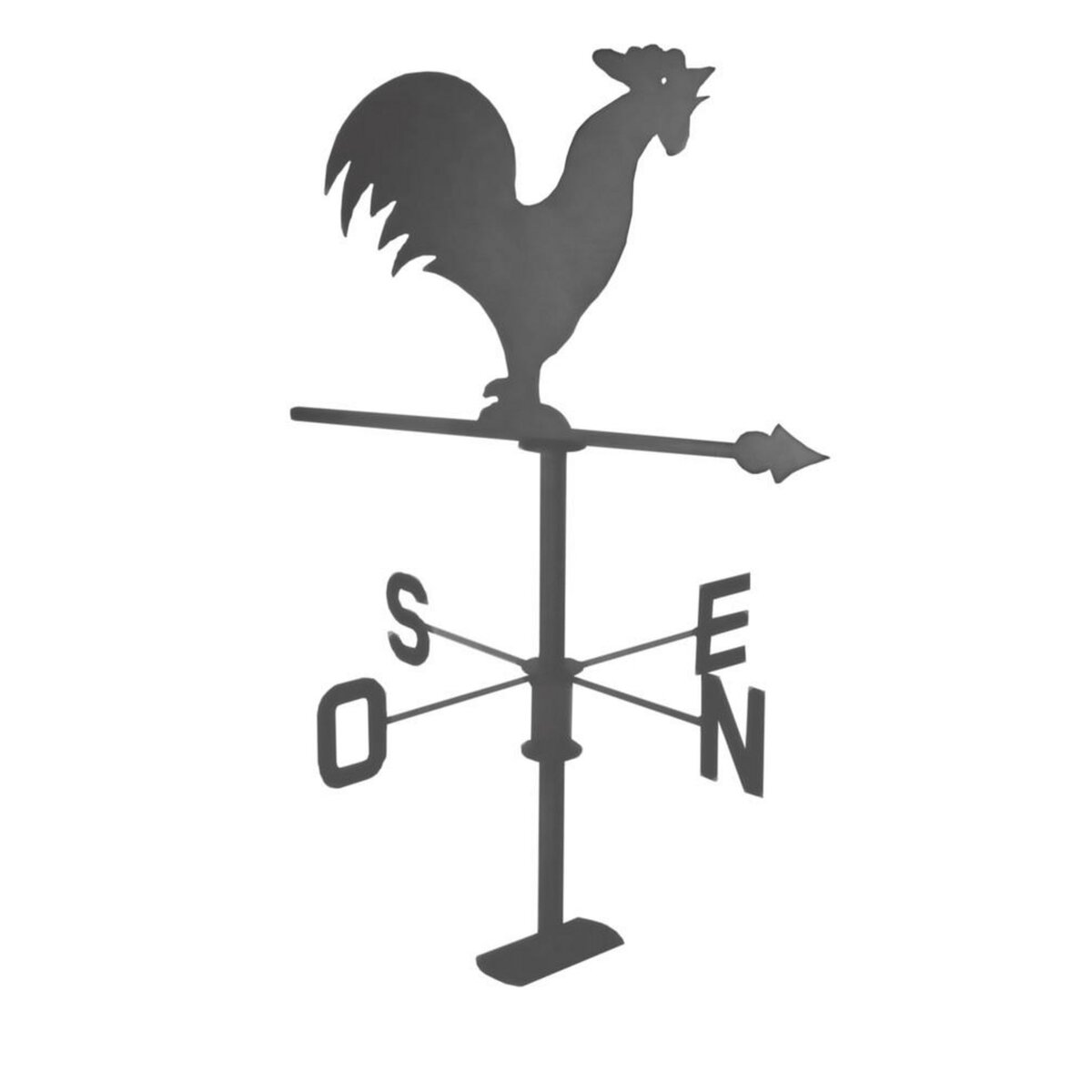 CENTRALE BRICO Girouette coq anthracite - 45x74cm  - Acier époxy