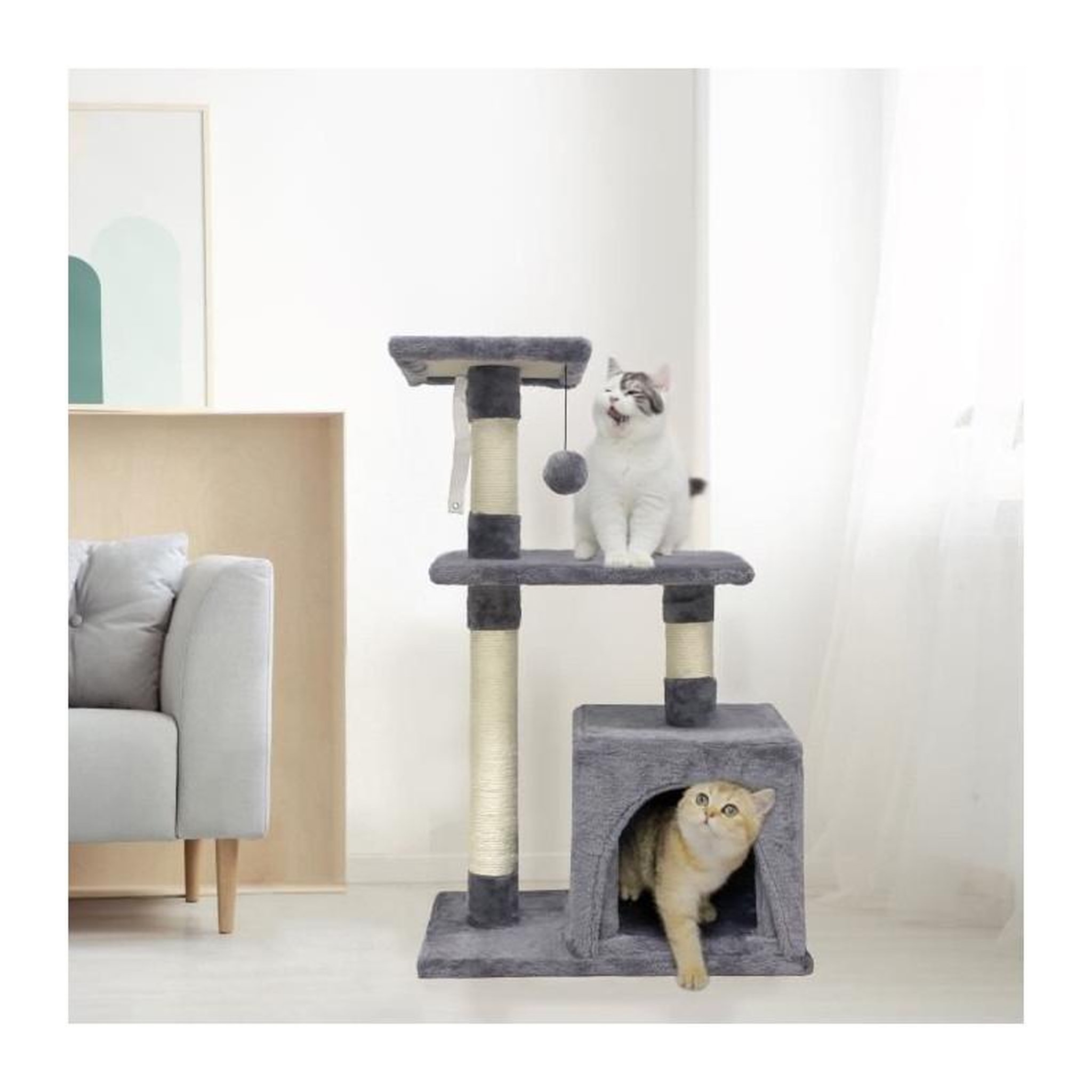 Voir la diapositive 2 : GENERIQUE POPPY Arbre a chat - 50x30x80cm - Gris