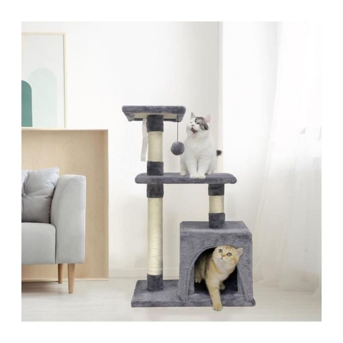 GENERIQUE POPPY Arbre a chat - 50x30x80cm - Gris