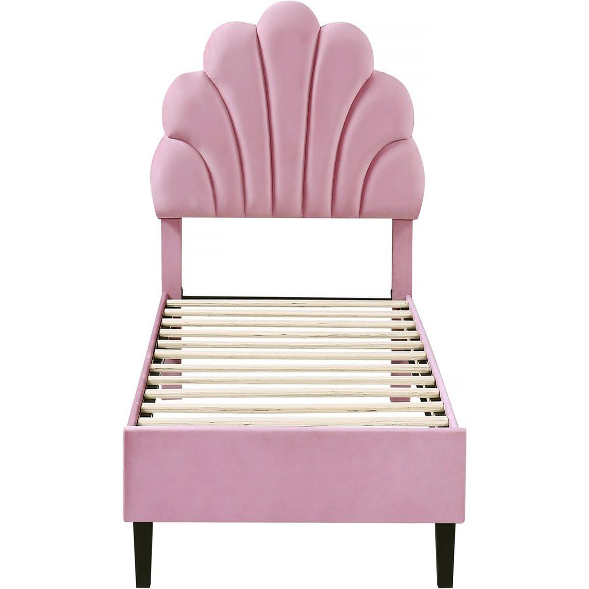 Habitat et Jardin Lit coquillage en velours  manon  - 90 x 190 cm - rose