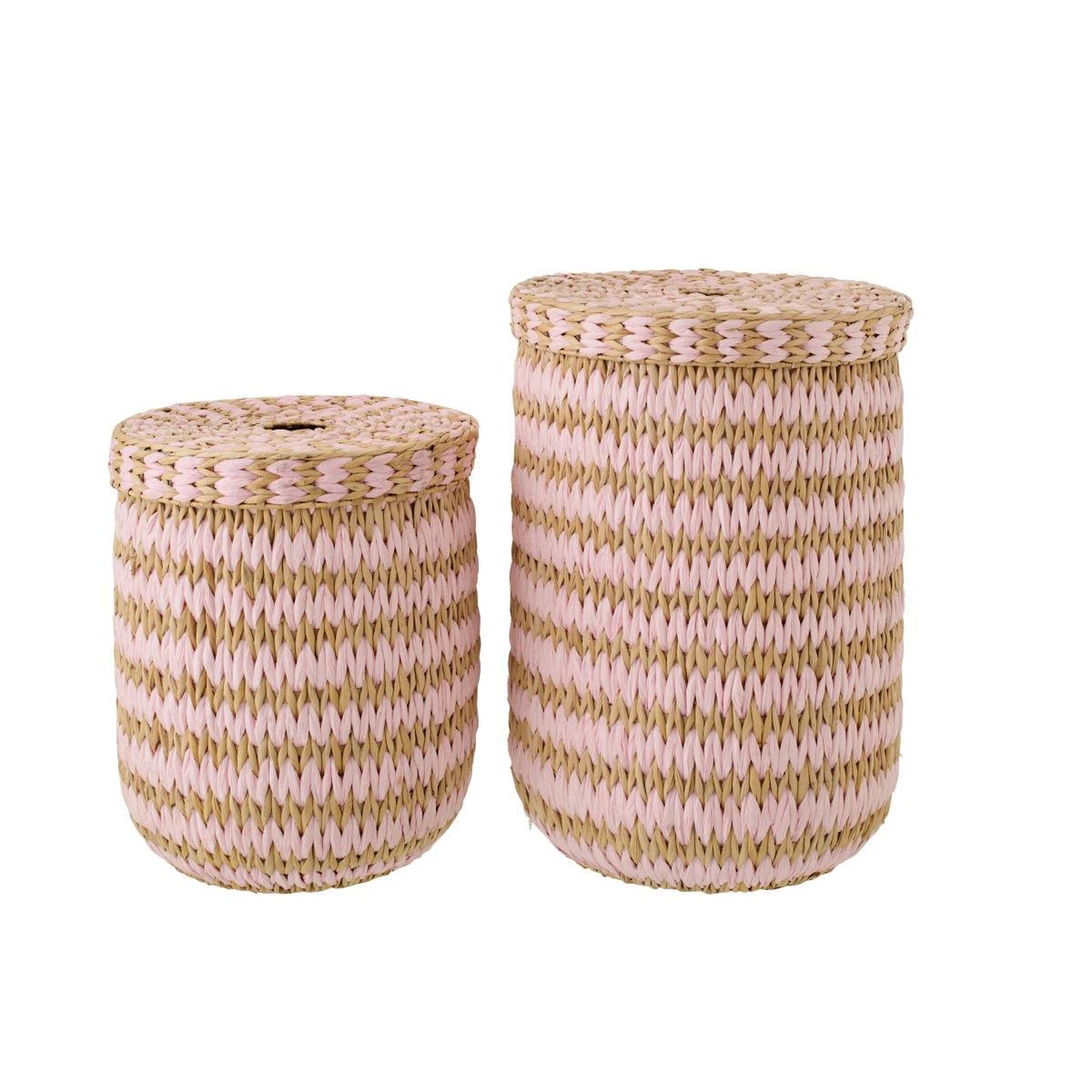 Voir la diapositive 3 : J-LINE Lot de 2 paniers de rangement  carson  60cm naturel & rose
