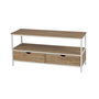 Voir la diapositive 1 : TOILINUX Meuble TV Casa Blanca en Panneaux de particules et Métal 2 tiroirs - L.120 cm x H.57 cm - Beige et Blanc