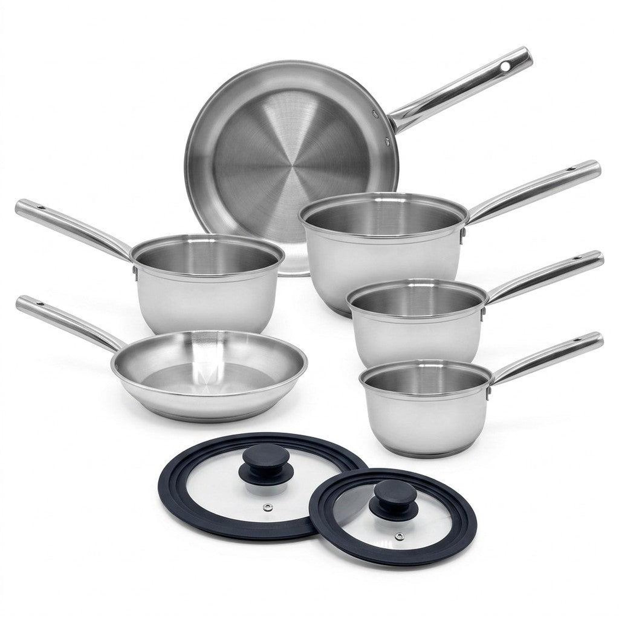 Fackelmann Lot de 4 casseroles 16/18/20/22 cm et 2 poêles en inox 20/24 cm avec couvercles fackelmann rhona