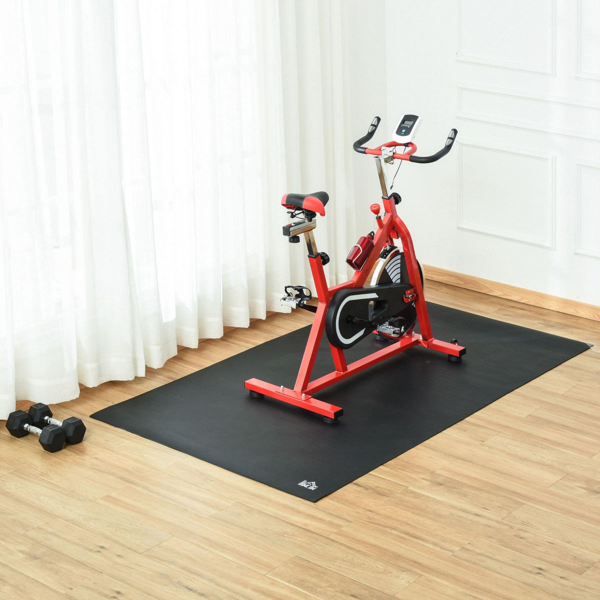 HOMCOM Tapis de protection Fitness grand confort dim. 180L x 90l x 0,6H cm PVC noir