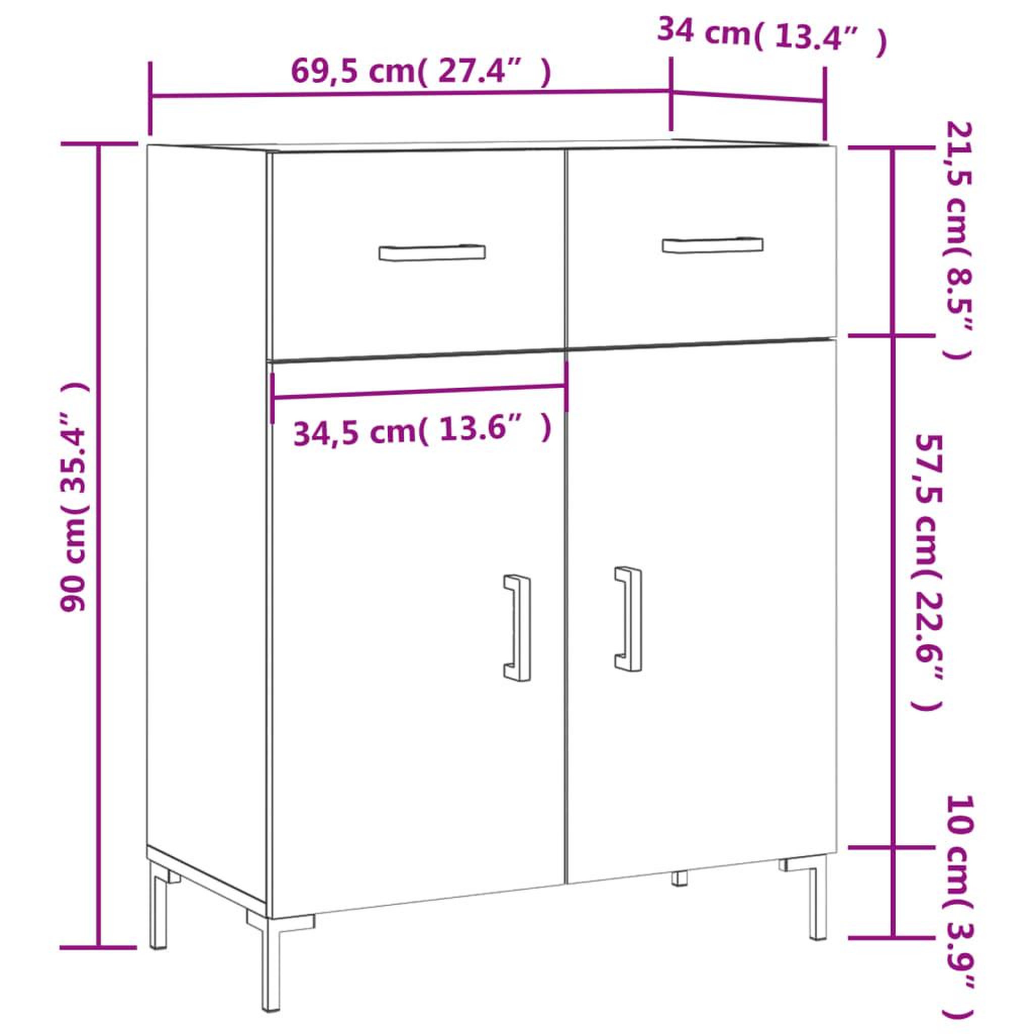 Voir la diapositive 6 : VIDAXL Buffet chene fume 69,5x34x90 cm bois d'ingenierie
