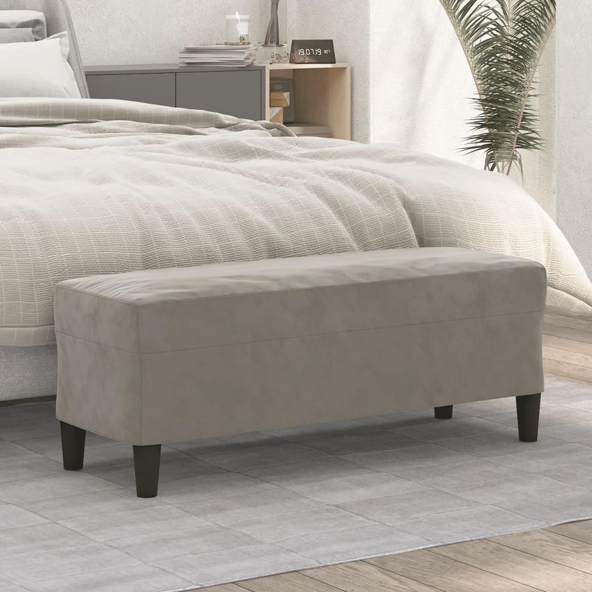 Voir la diapositive 1 : VIDAXL Banc Gris clair 100x35x41 cm Velours