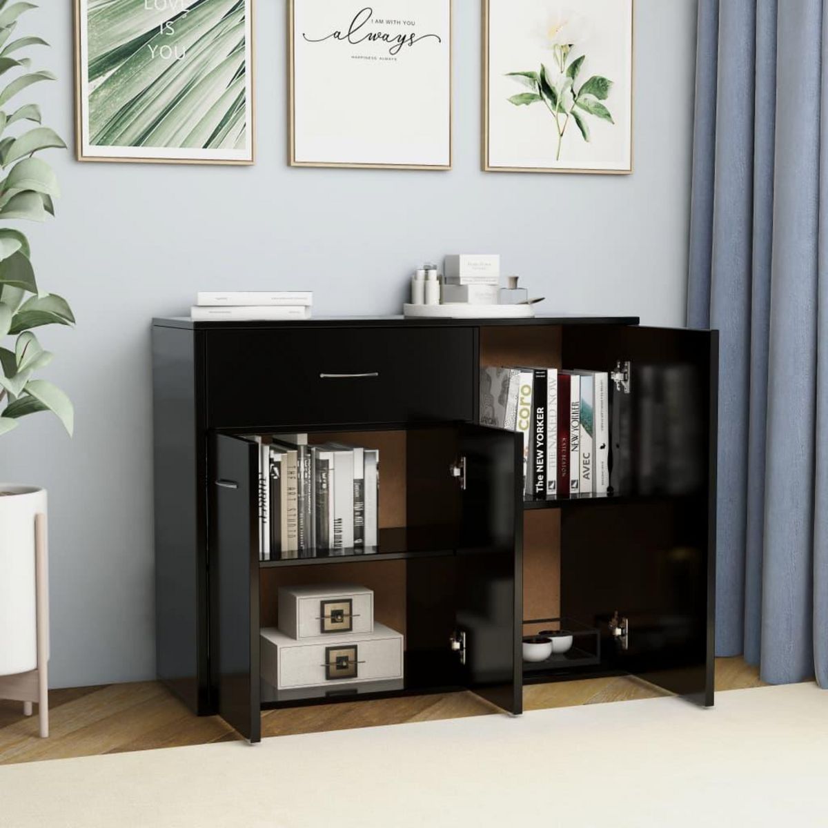 VIDAXL Buffet Noir 88x30x70 cm Bois d'ingenierie