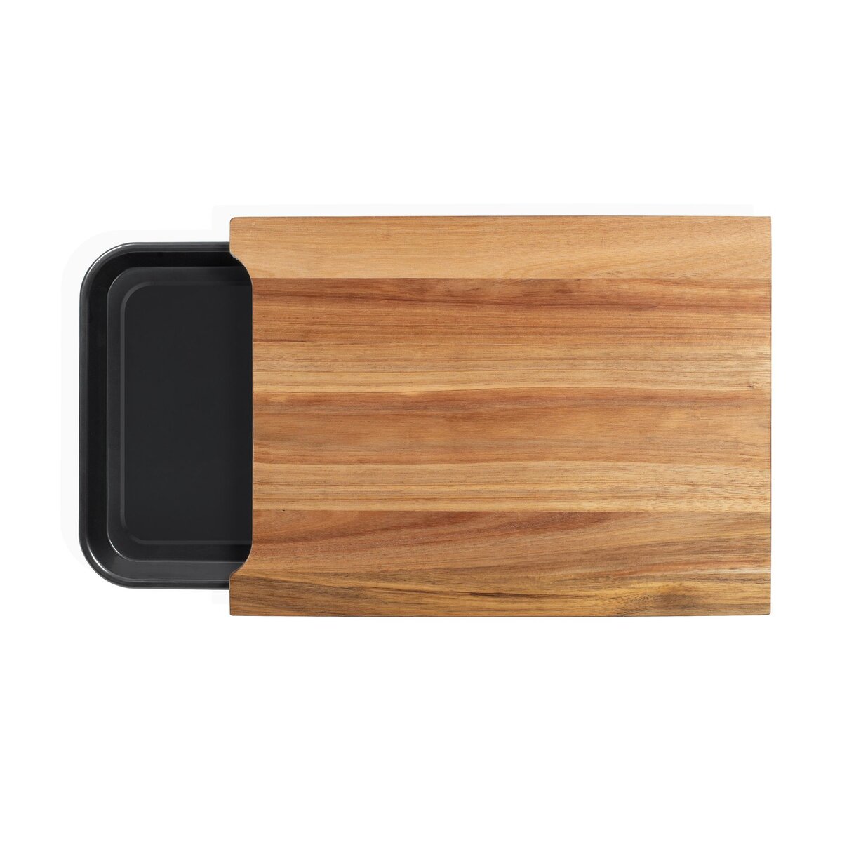 LIVOO Planche à découper bois 36.5x27.5cm + bac récupérateur - MES155