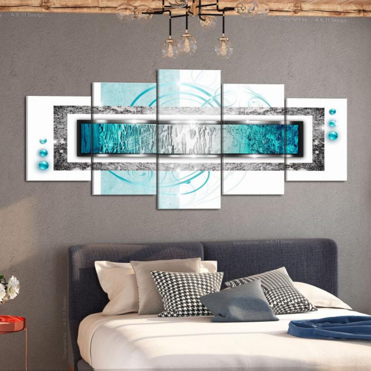 Paris Prix Tableau Imprimé  Turquoise Blizzard 5 Panneaux Wide  100x225cm