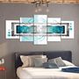 Voir la diapositive 2 : Paris Prix Tableau Imprimé  Turquoise Blizzard 5 Panneaux Wide  100x225cm
