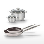 ELO Lot 2 Poêles 24/28cm & 2 Faitouts 12/20cm Elo Bistro Line