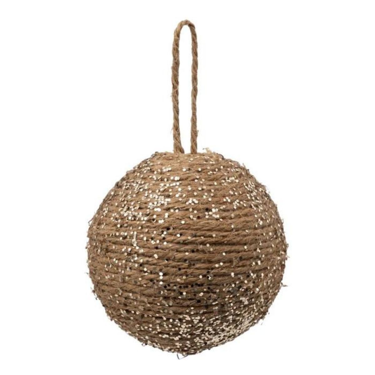 ATMOSPHERA Boule de Noël Corde  Paillette  8cm Marron